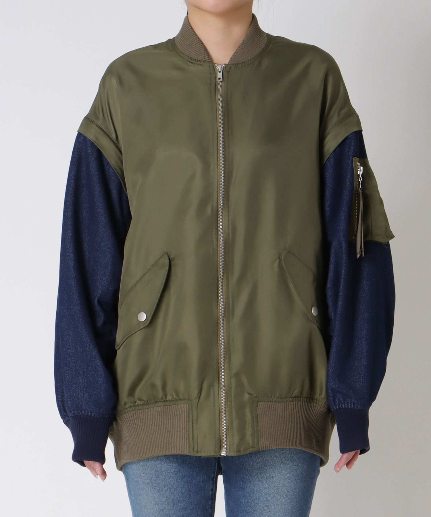 デニムスリーブ2wayMA-1ブルゾン