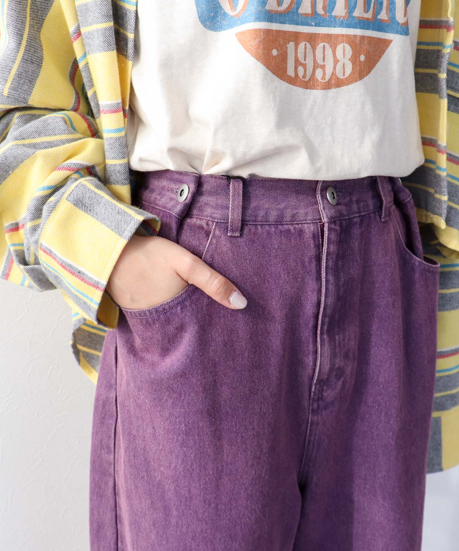 ビンテージ加工カラーデニム