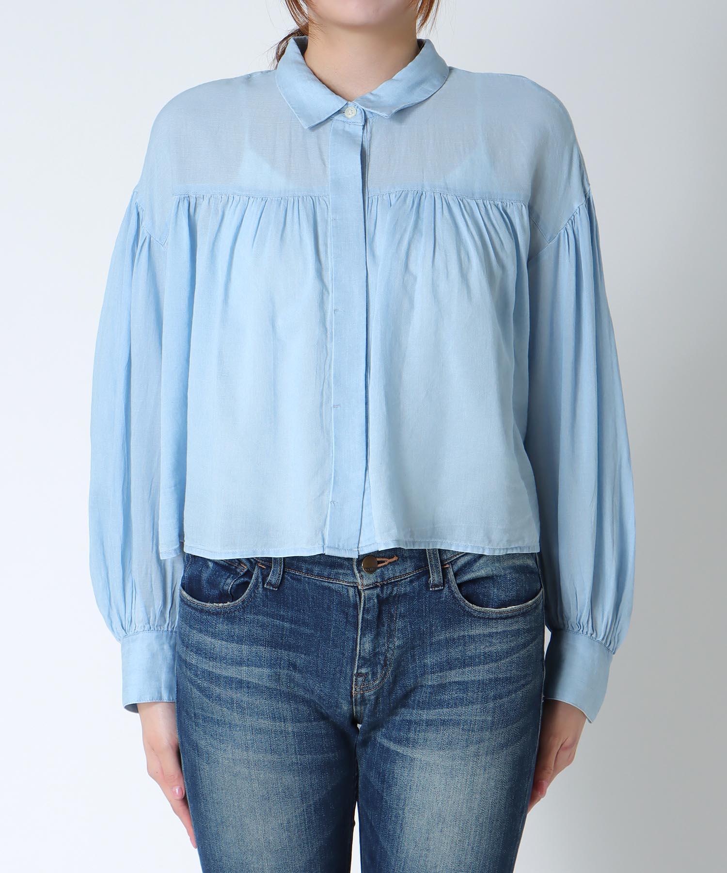 シアーデニムボリュームシャツ