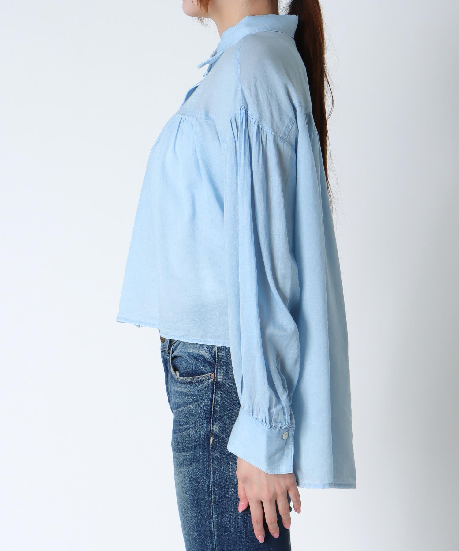 シアーデニムボリュームシャツ