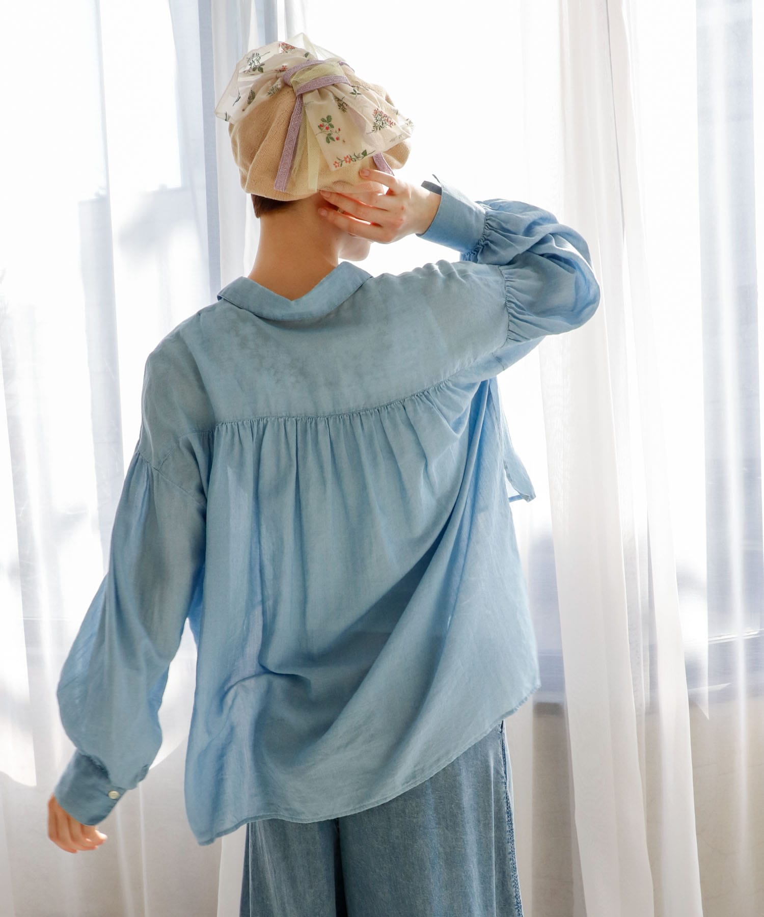 シアーデニムボリュームシャツ