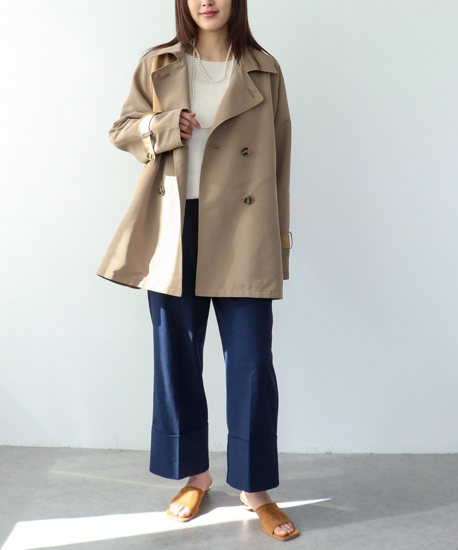 ロールヘムセンタープレスイージーパンツ