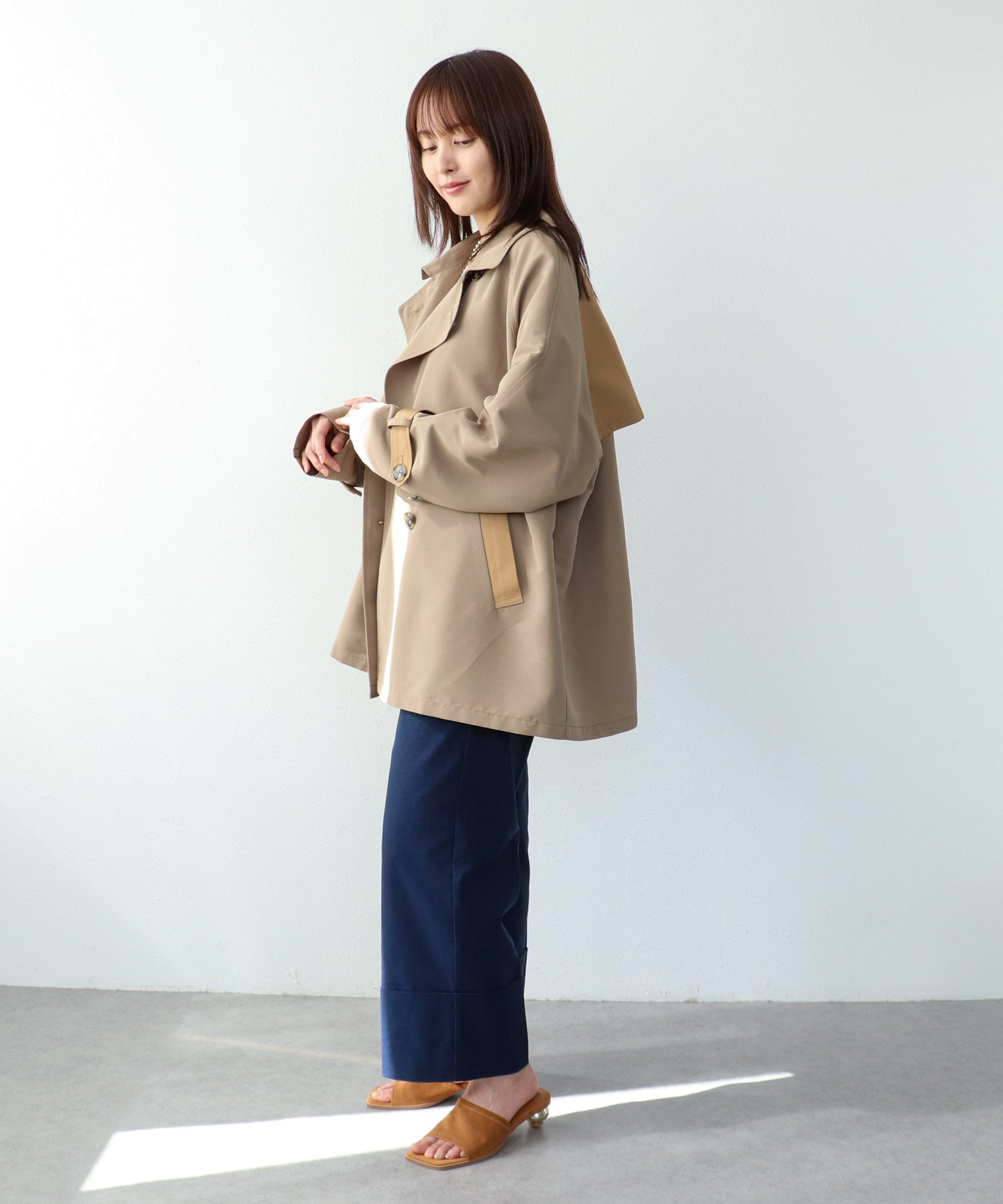 ロールヘムセンタープレスイージーパンツ