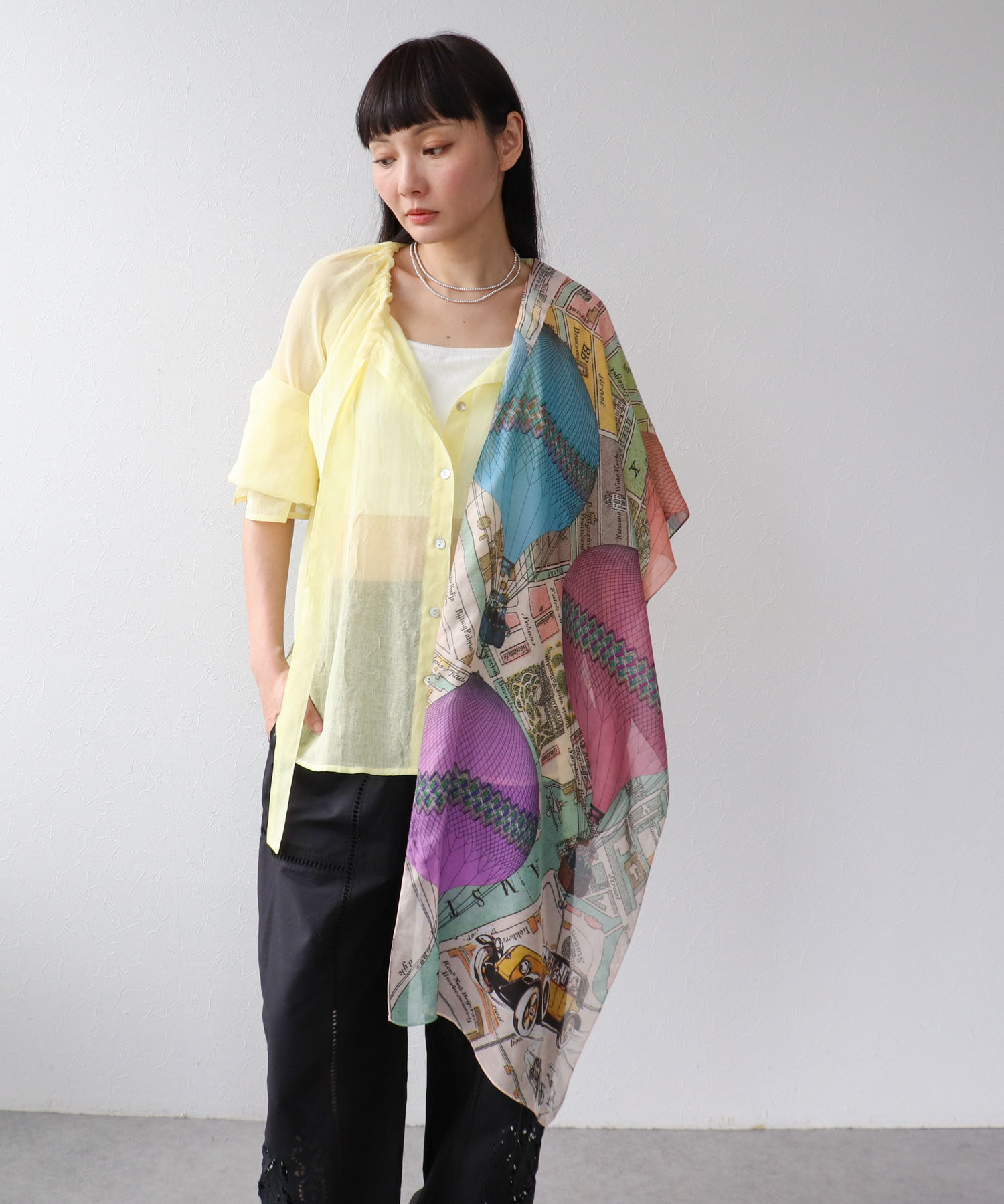 ギャザーリボンカラーブラウス