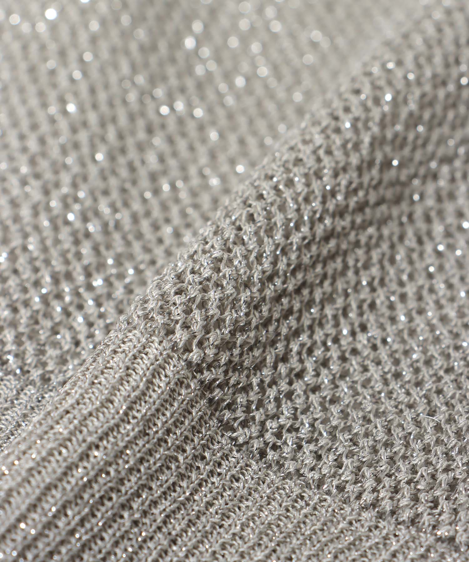 麻タッチラメVネックカーディガン