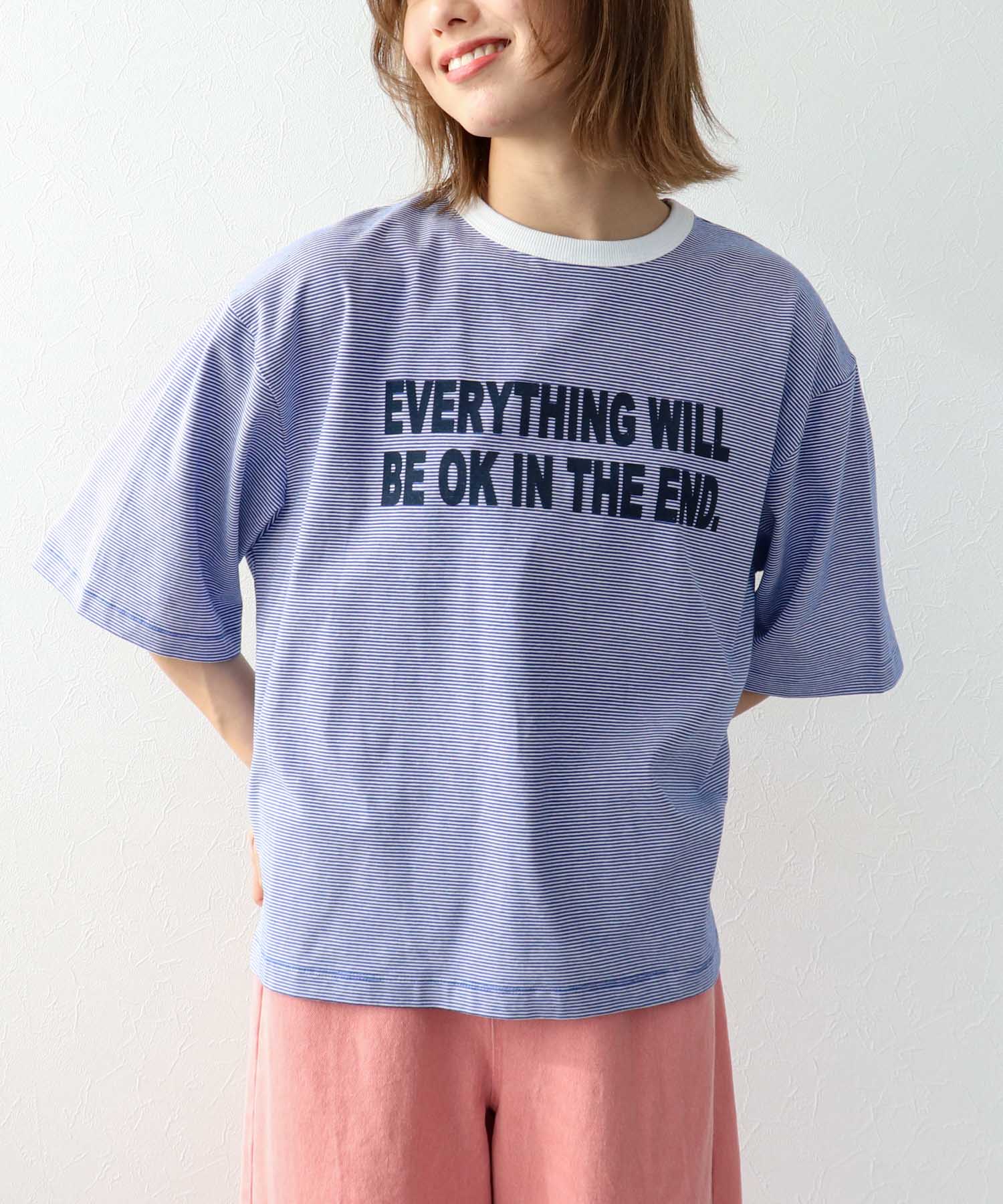 ボーダークルーロゴTシャツ