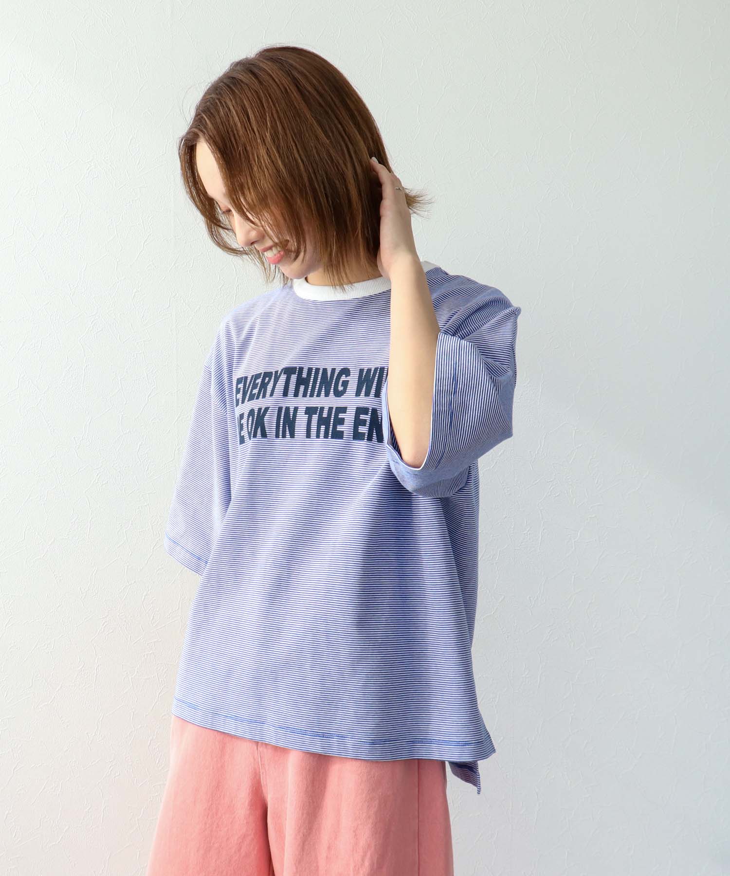 ボーダークルーロゴTシャツ