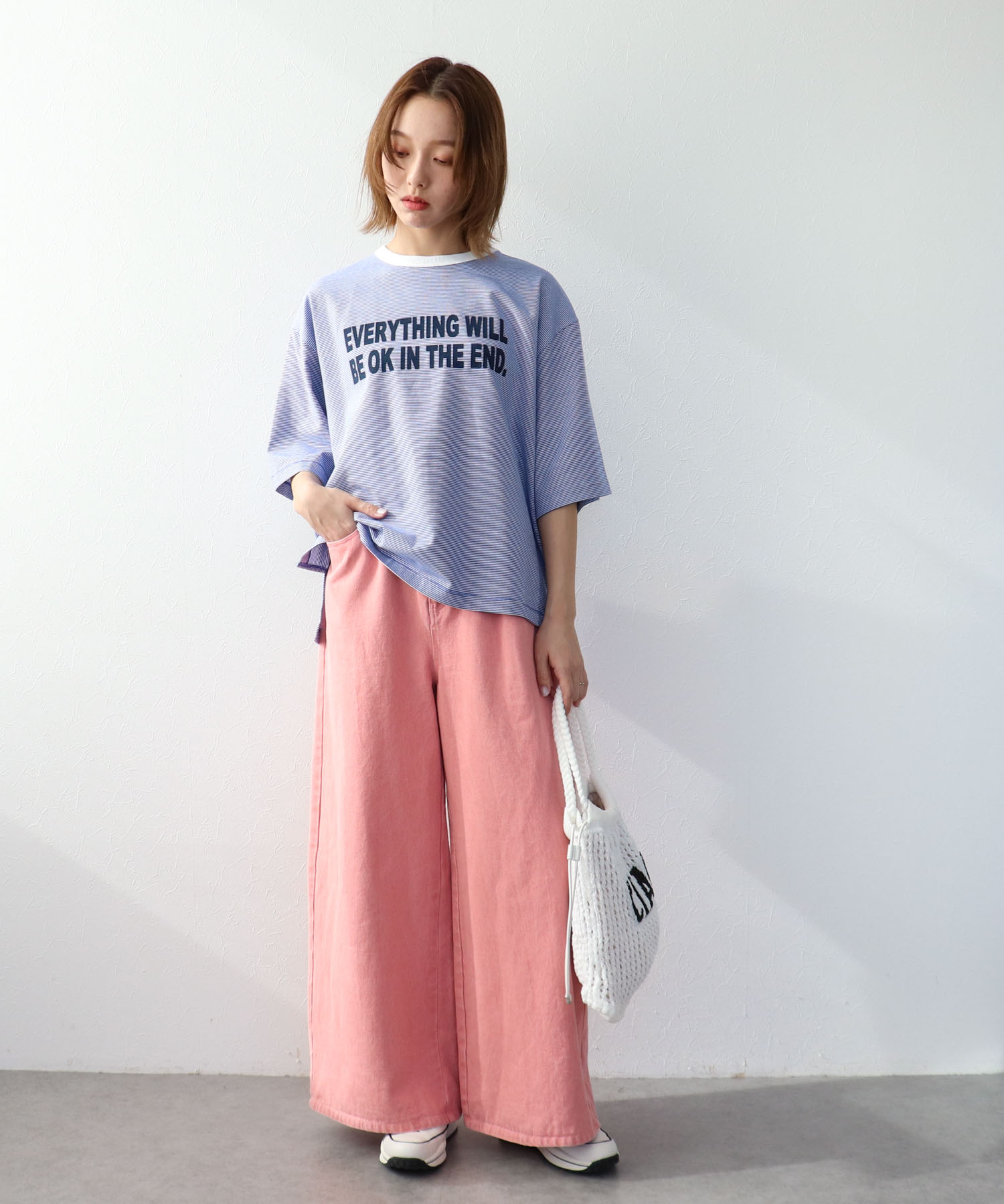 ボーダークルーロゴTシャツ