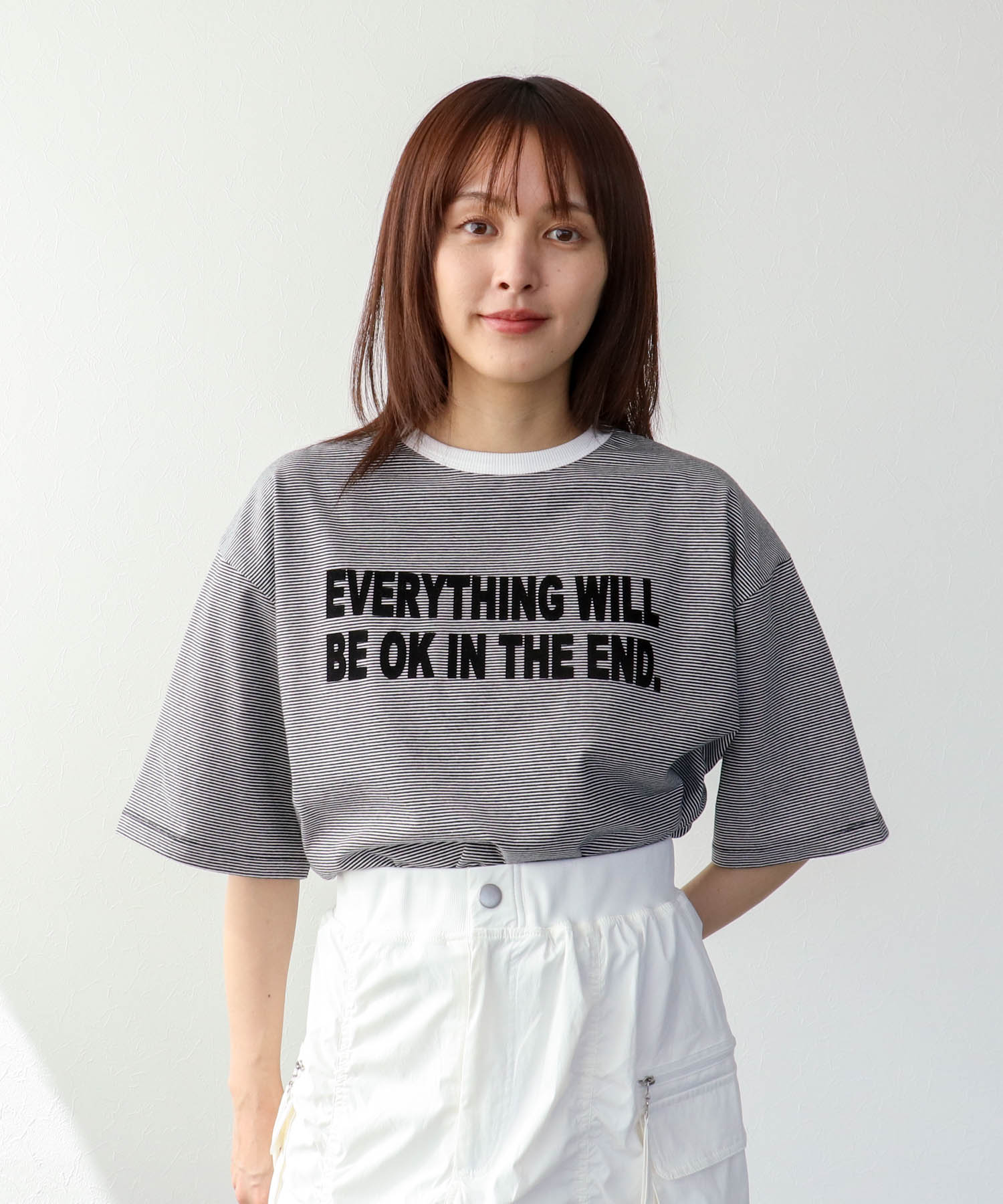 ボーダークルーロゴTシャツ