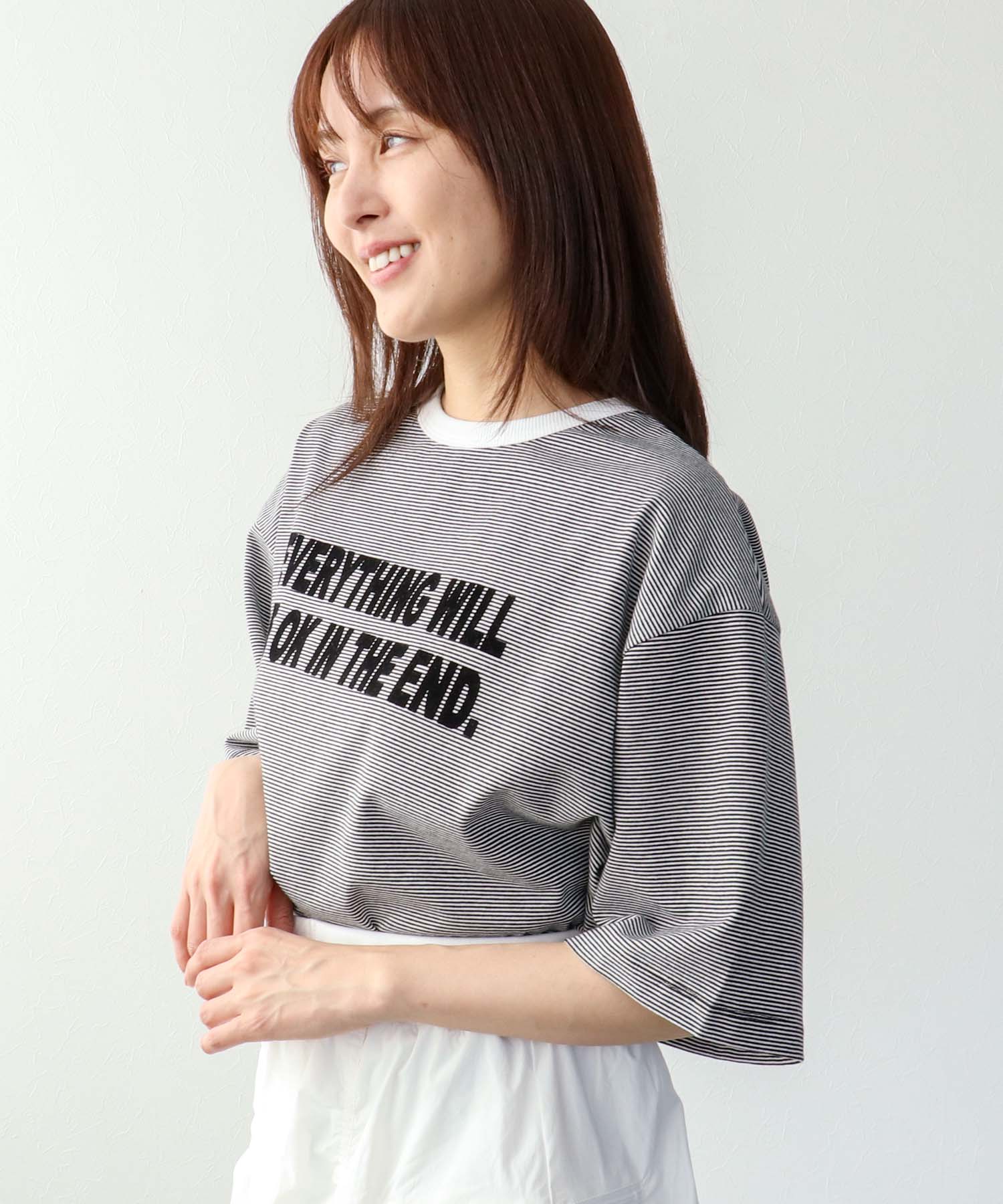 ボーダークルーロゴTシャツ