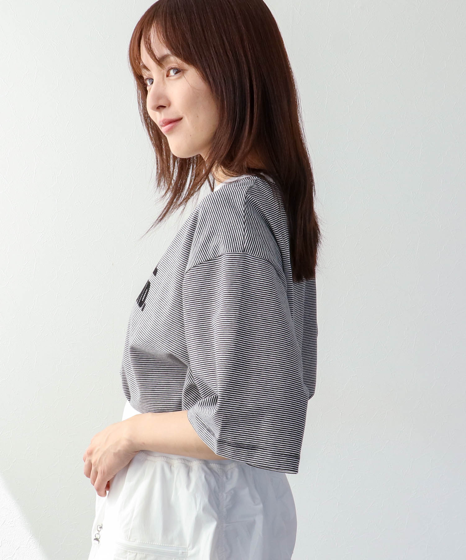 ボーダークルーロゴTシャツ