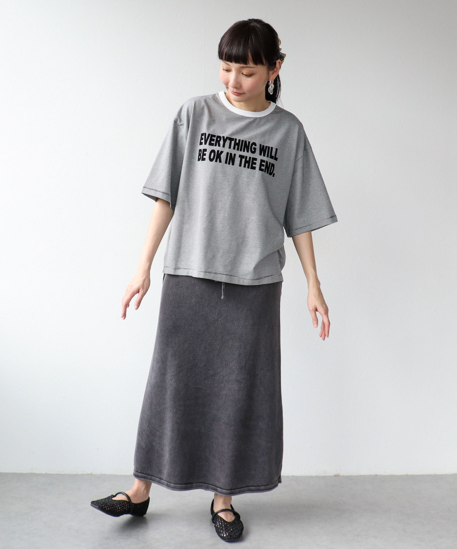 ボーダークルーロゴTシャツ