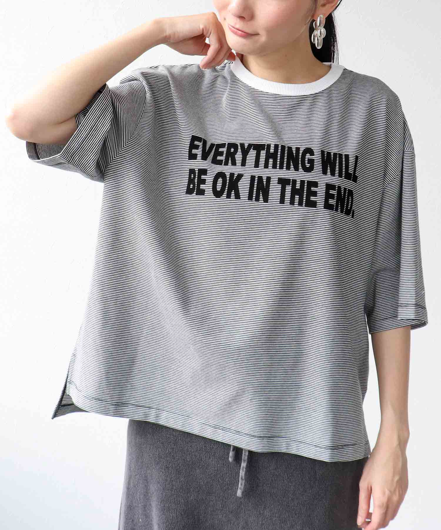 ボーダークルーロゴTシャツ