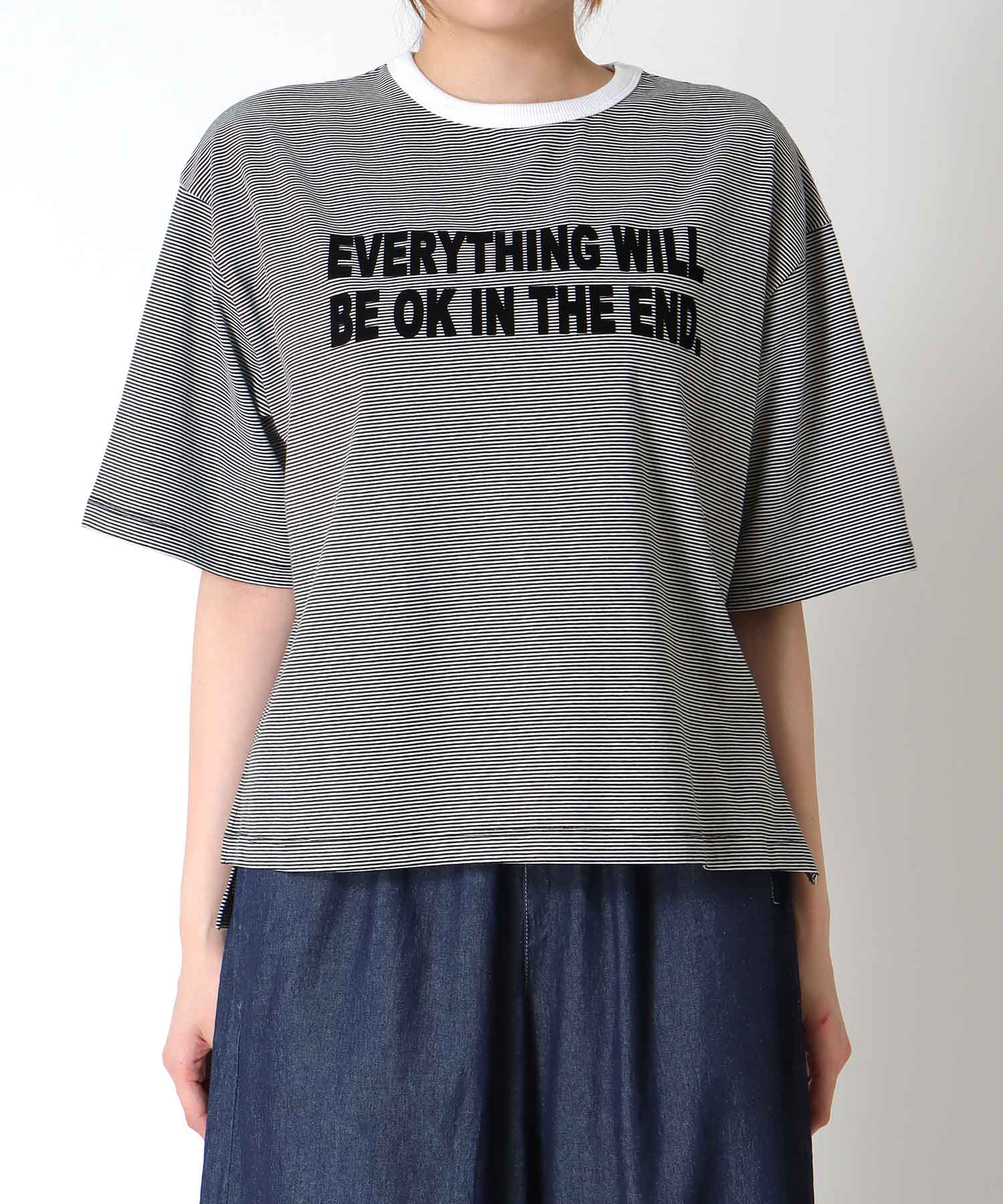 ボーダークルーロゴTシャツ