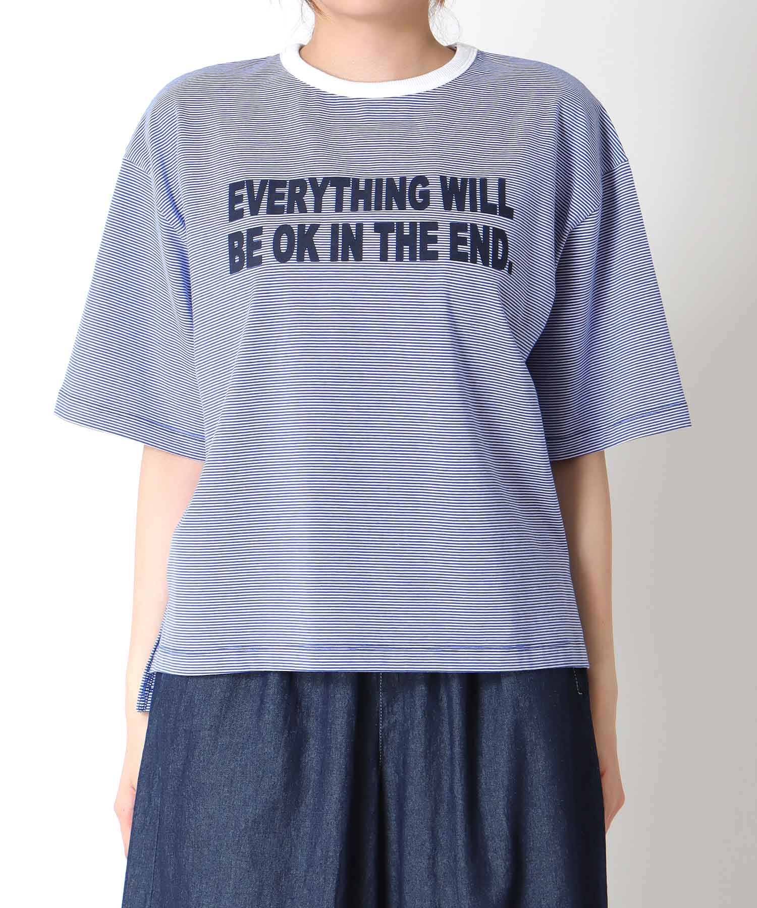 ボーダークルーロゴTシャツ