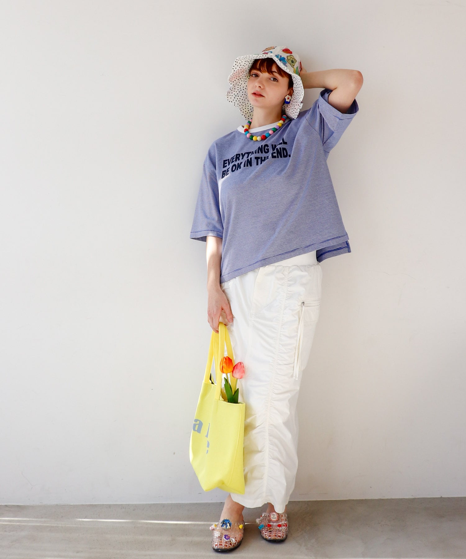 ボーダークルーロゴTシャツ