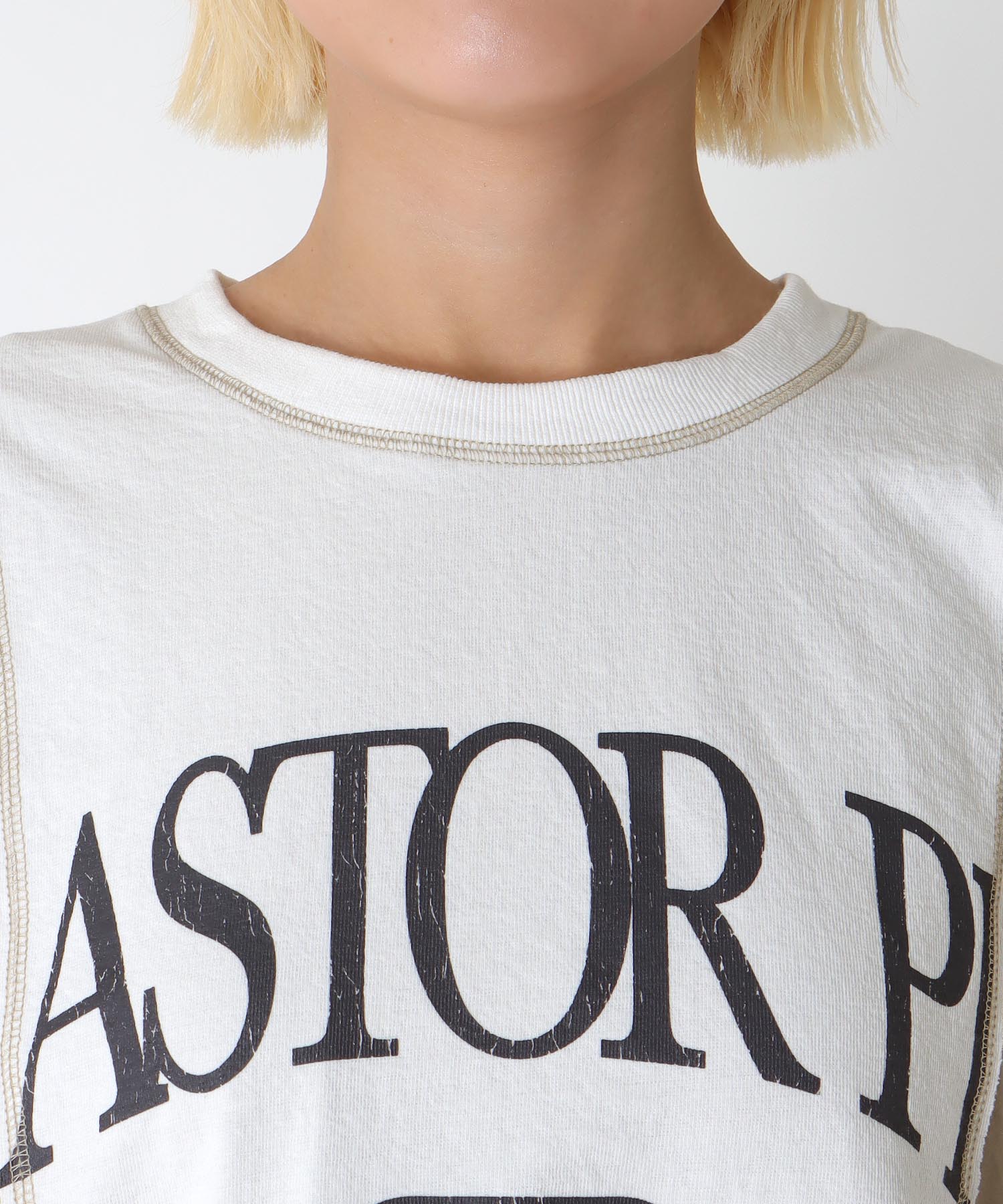 配色切替えリメイク風ロゴワンピース