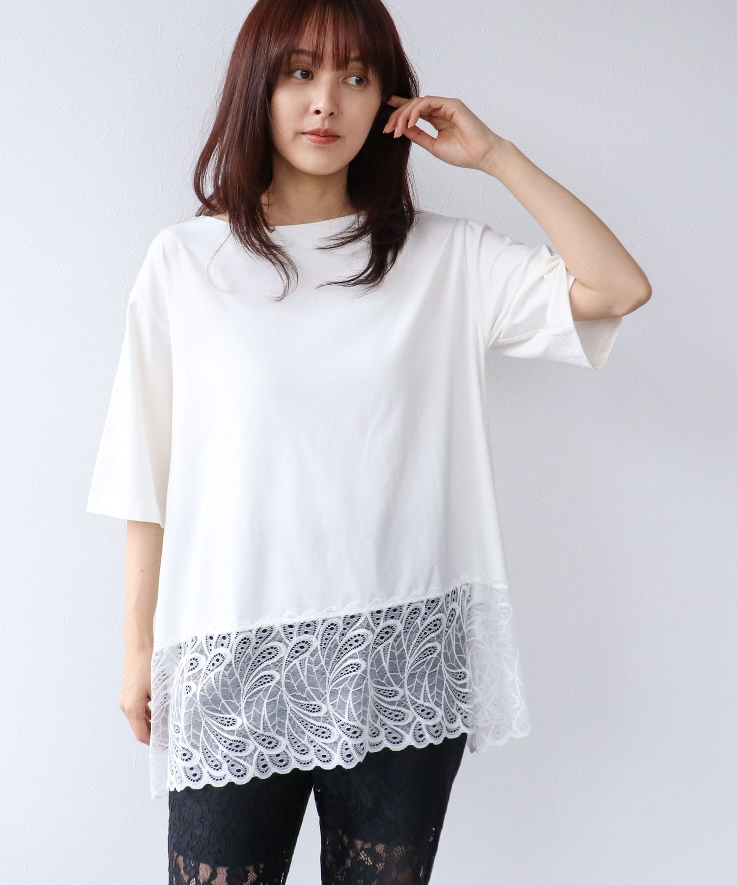 イレギュラーレースヘムプルオーバー