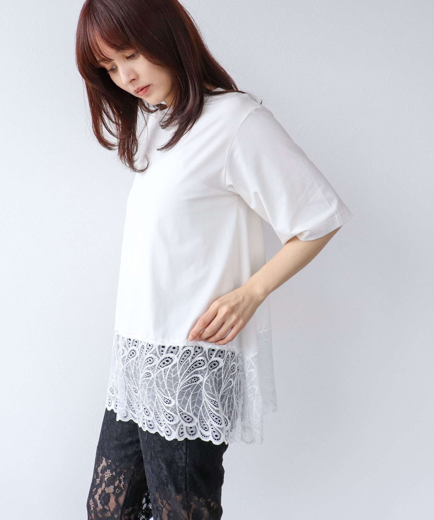 イレギュラーレースヘムプルオーバー