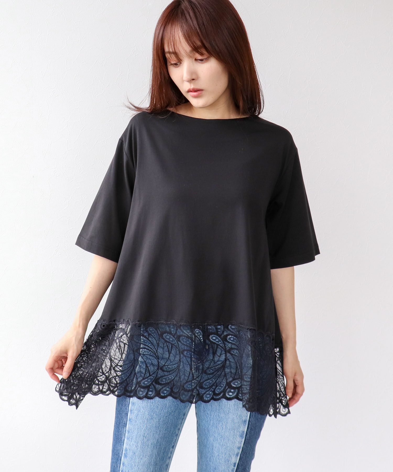 イレギュラーレースヘムプルオーバー