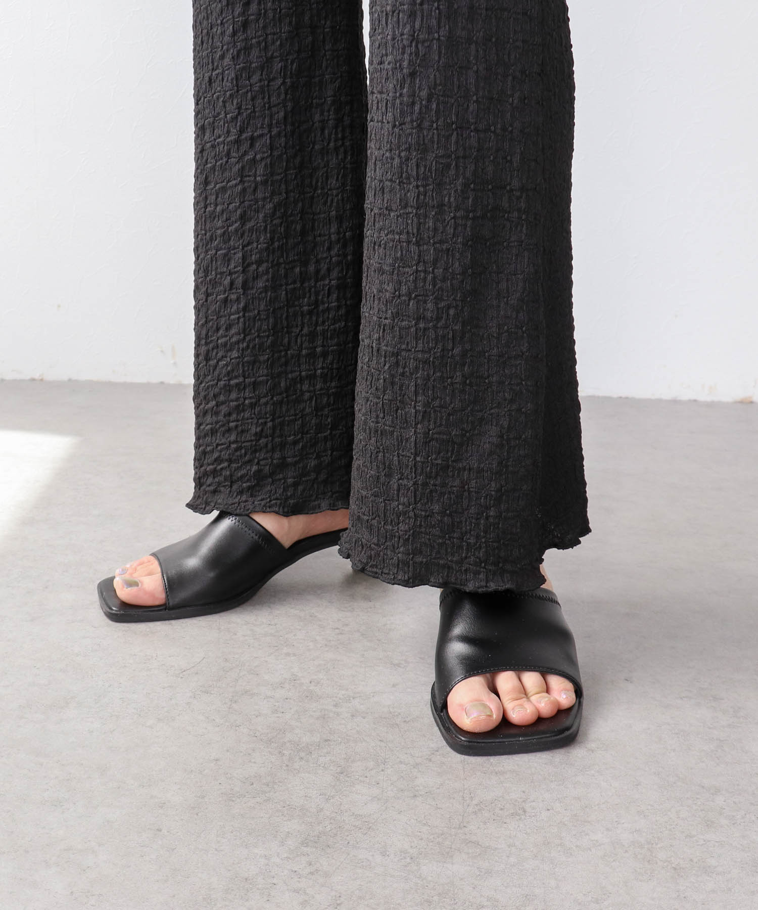 シュリンクジャージフレアパンツ