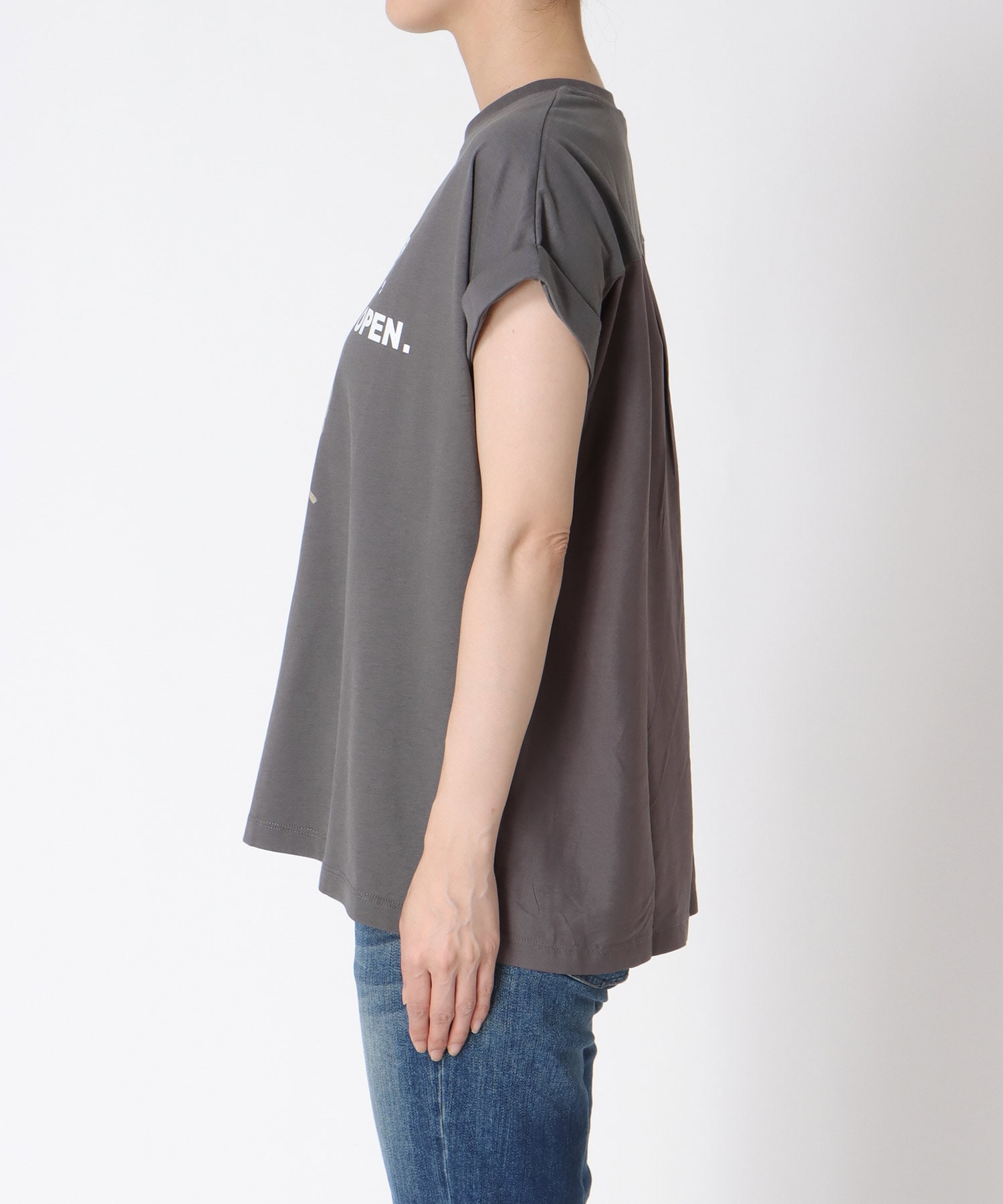 フェイスモチーフプリントドルマンTシャツ