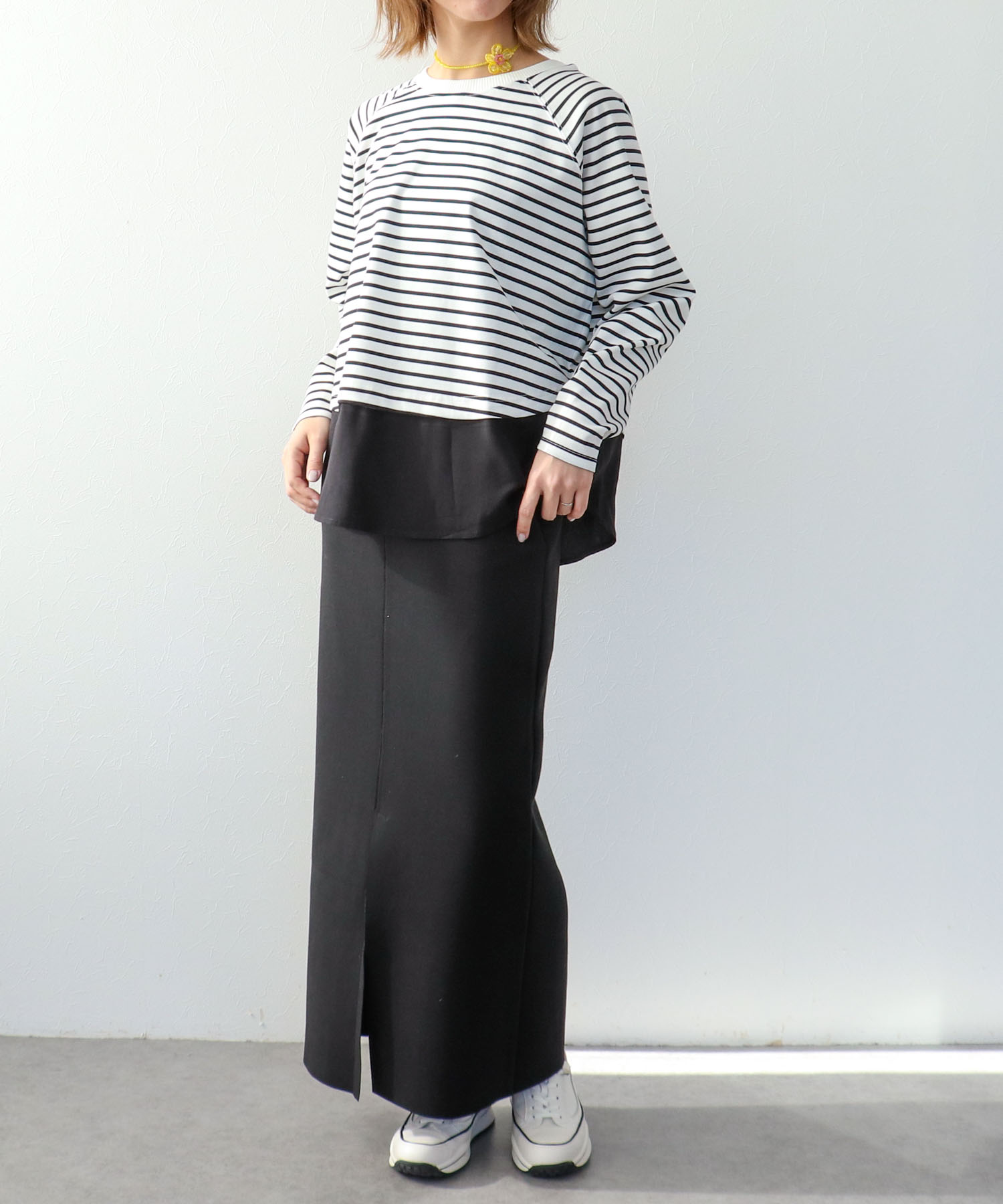 ポンチローマラグラン布帛切替プルオーバー