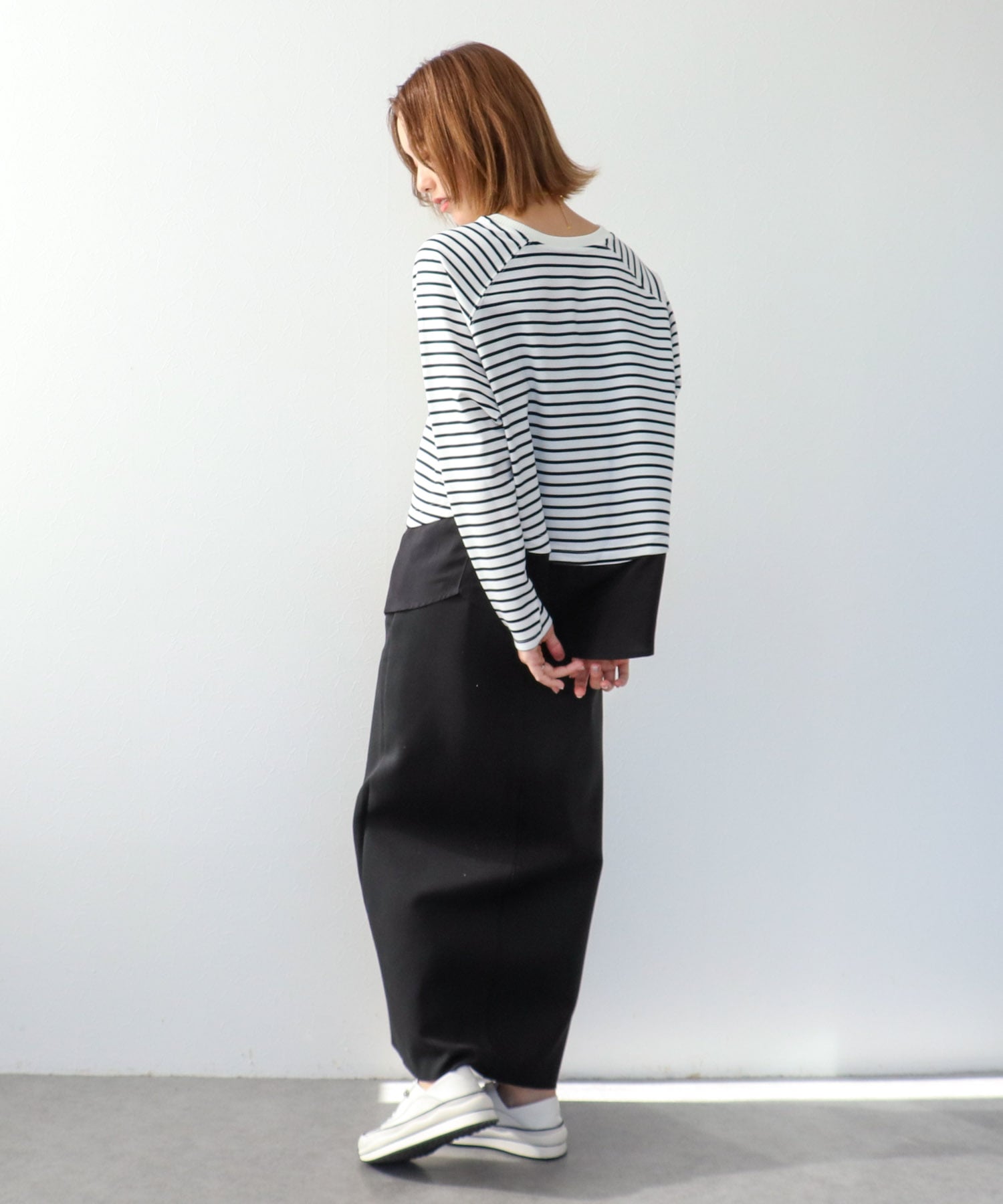 ポンチローマラグラン布帛切替プルオーバー