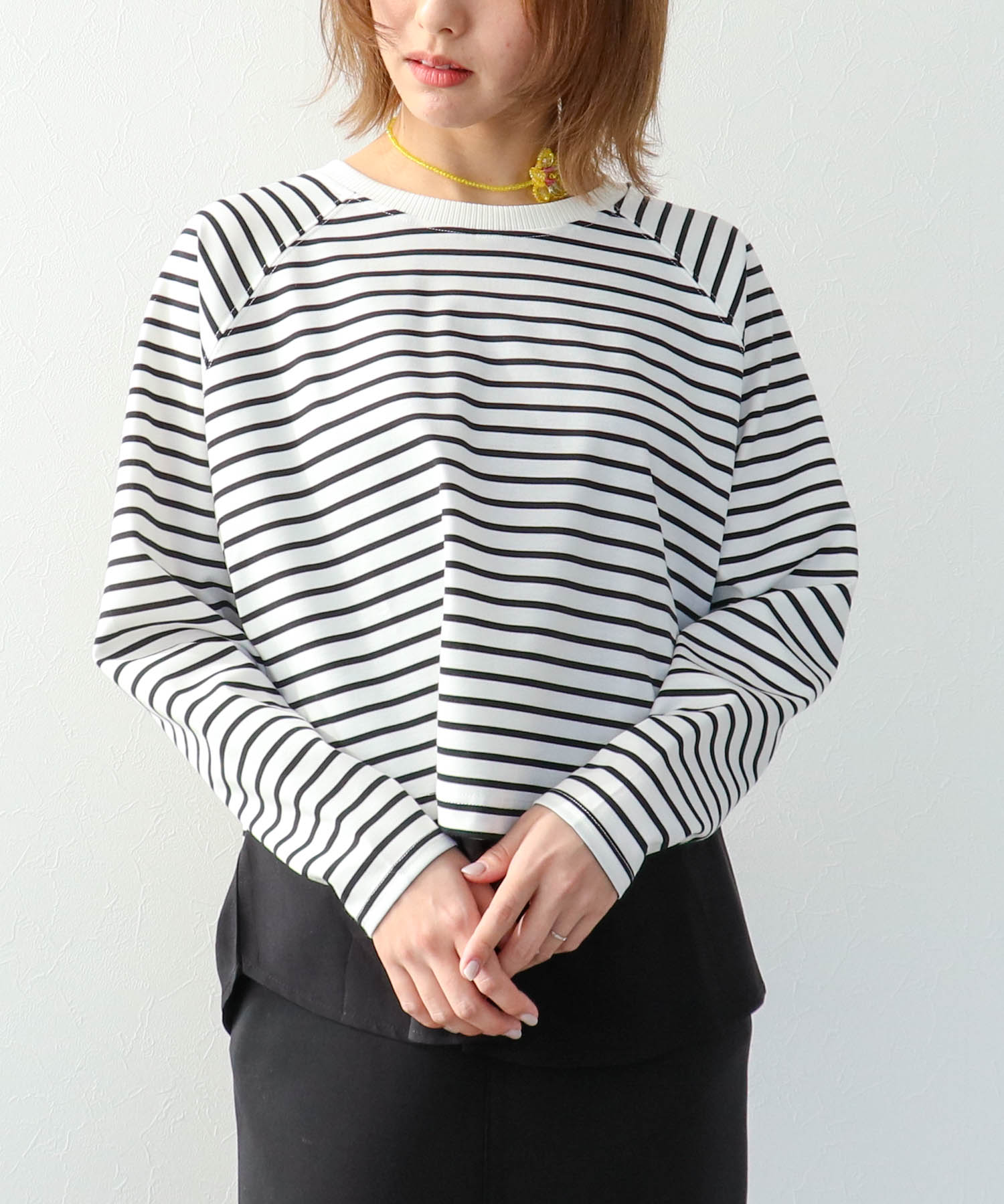 ポンチローマラグラン布帛切替プルオーバー