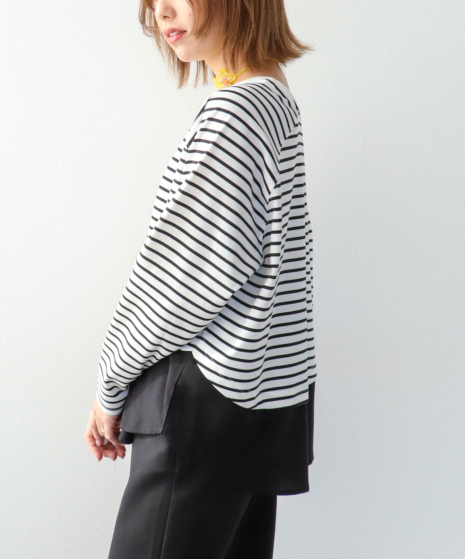 ポンチローマラグラン布帛切替プルオーバー