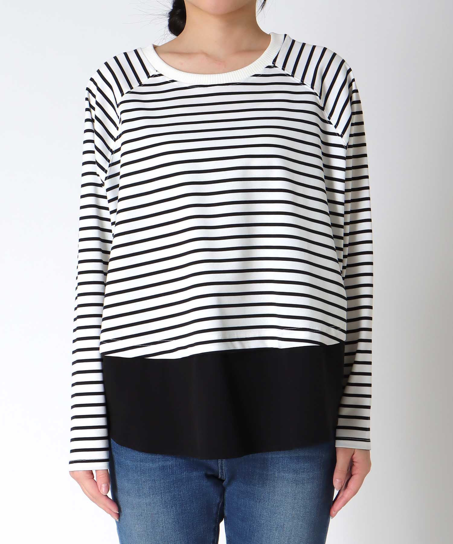 ポンチローマラグラン布帛切替プルオーバー