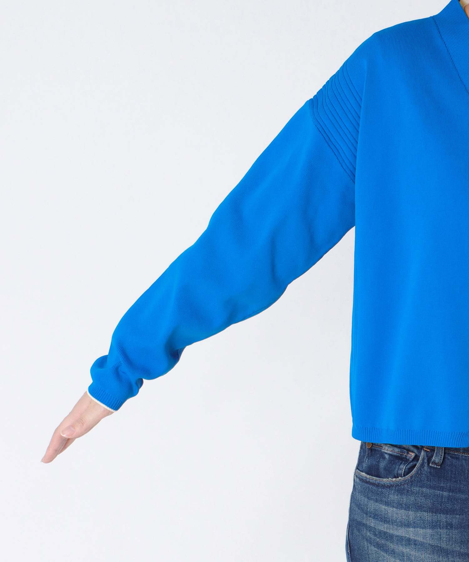 超軽量編柄ロゴZIPブルゾン