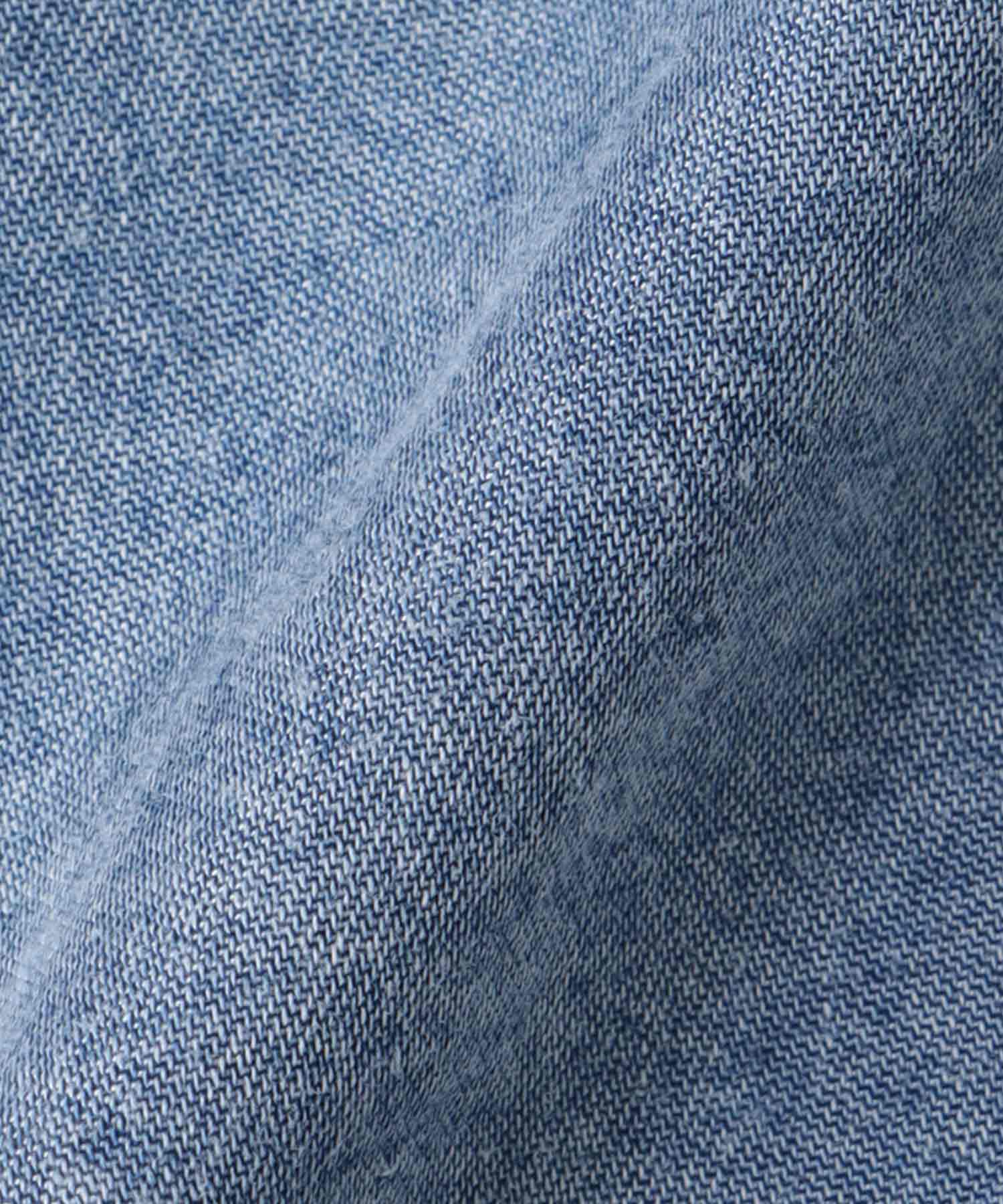 パウダーシルクデニムラウンドブラウス