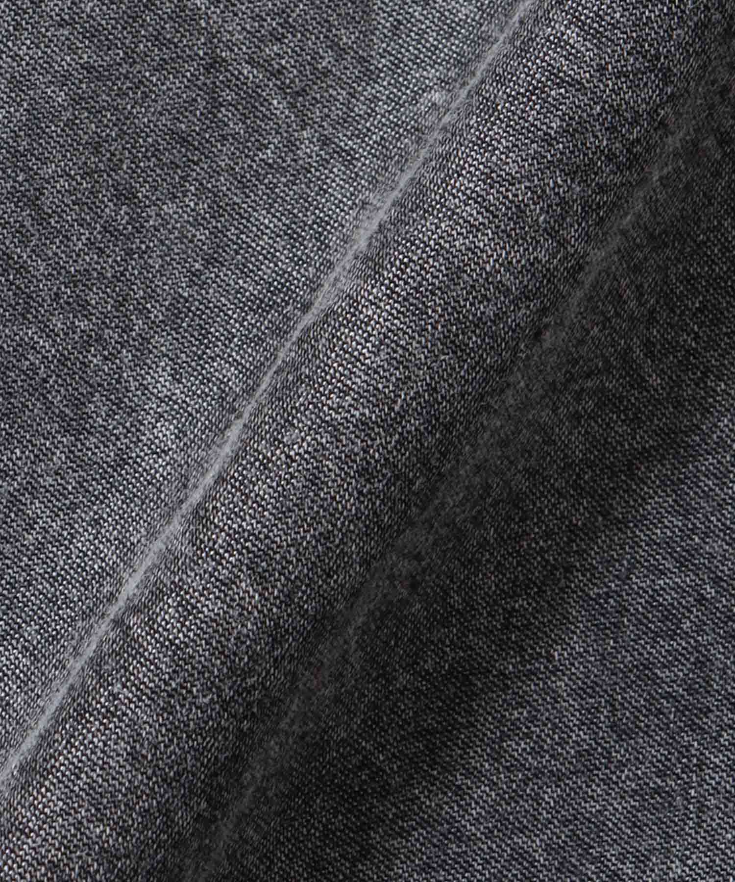 パウダーシルクデニムラウンドブラウス