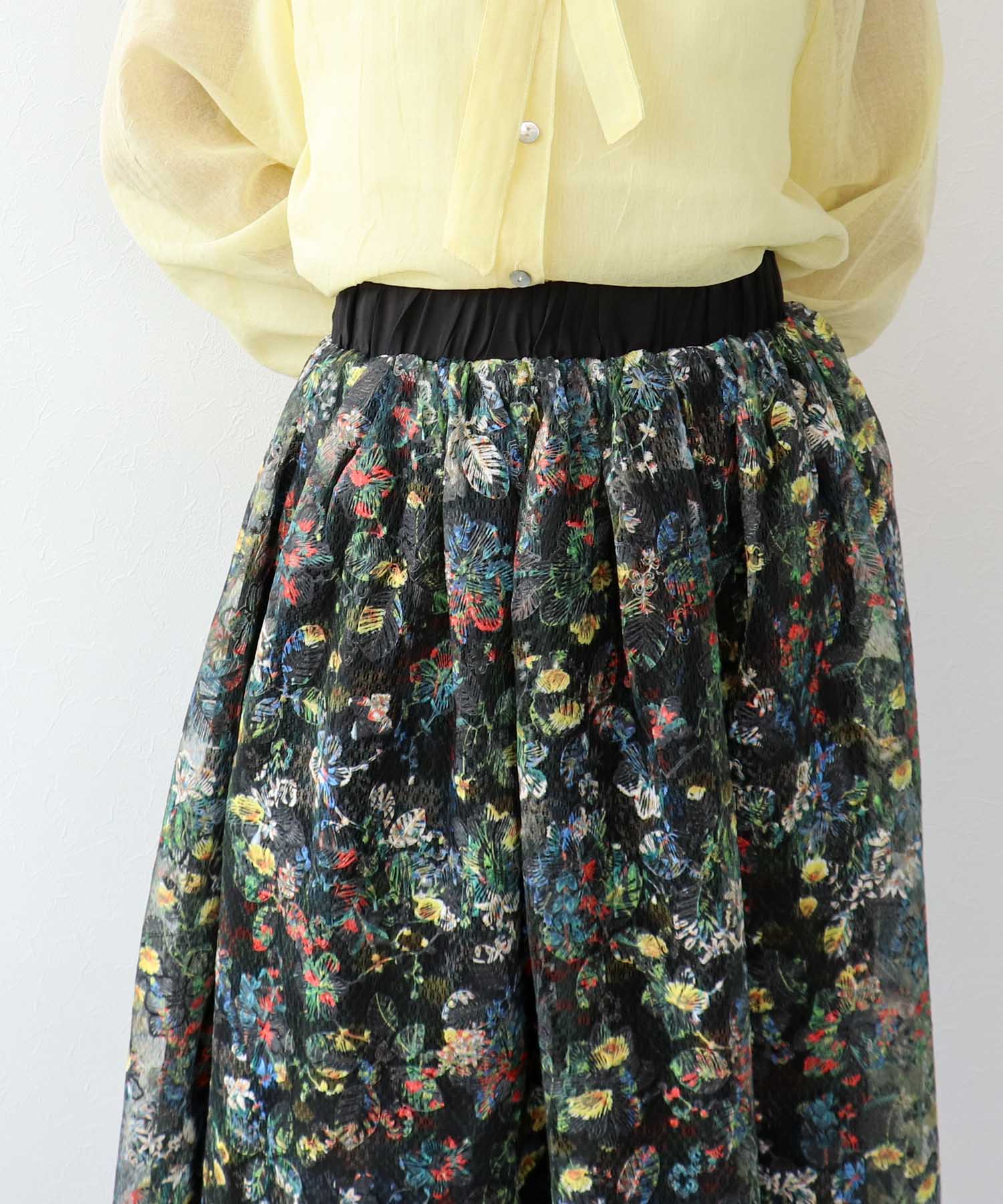 フラワーカラーレーススカート