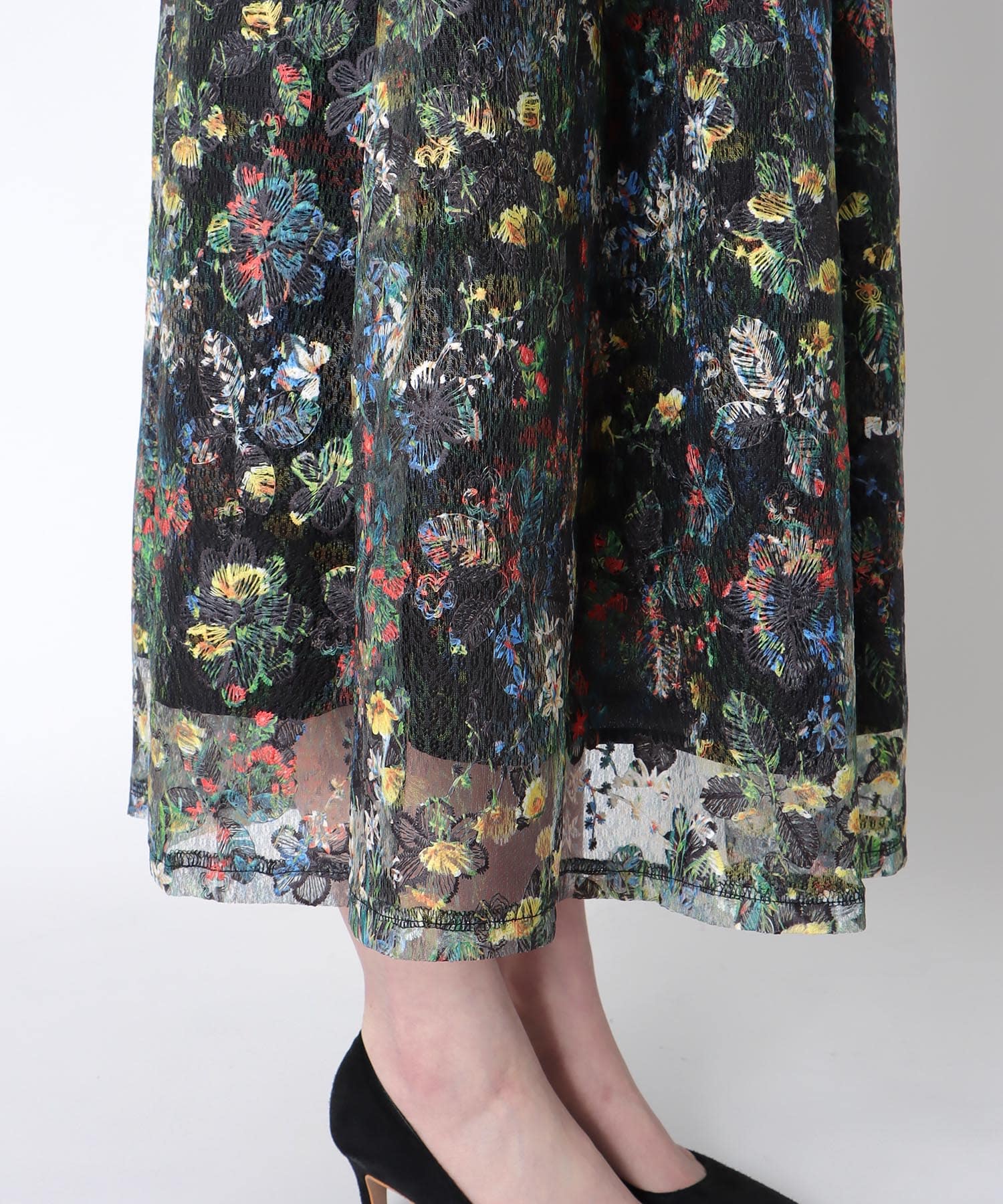 フラワーカラーレーススカート