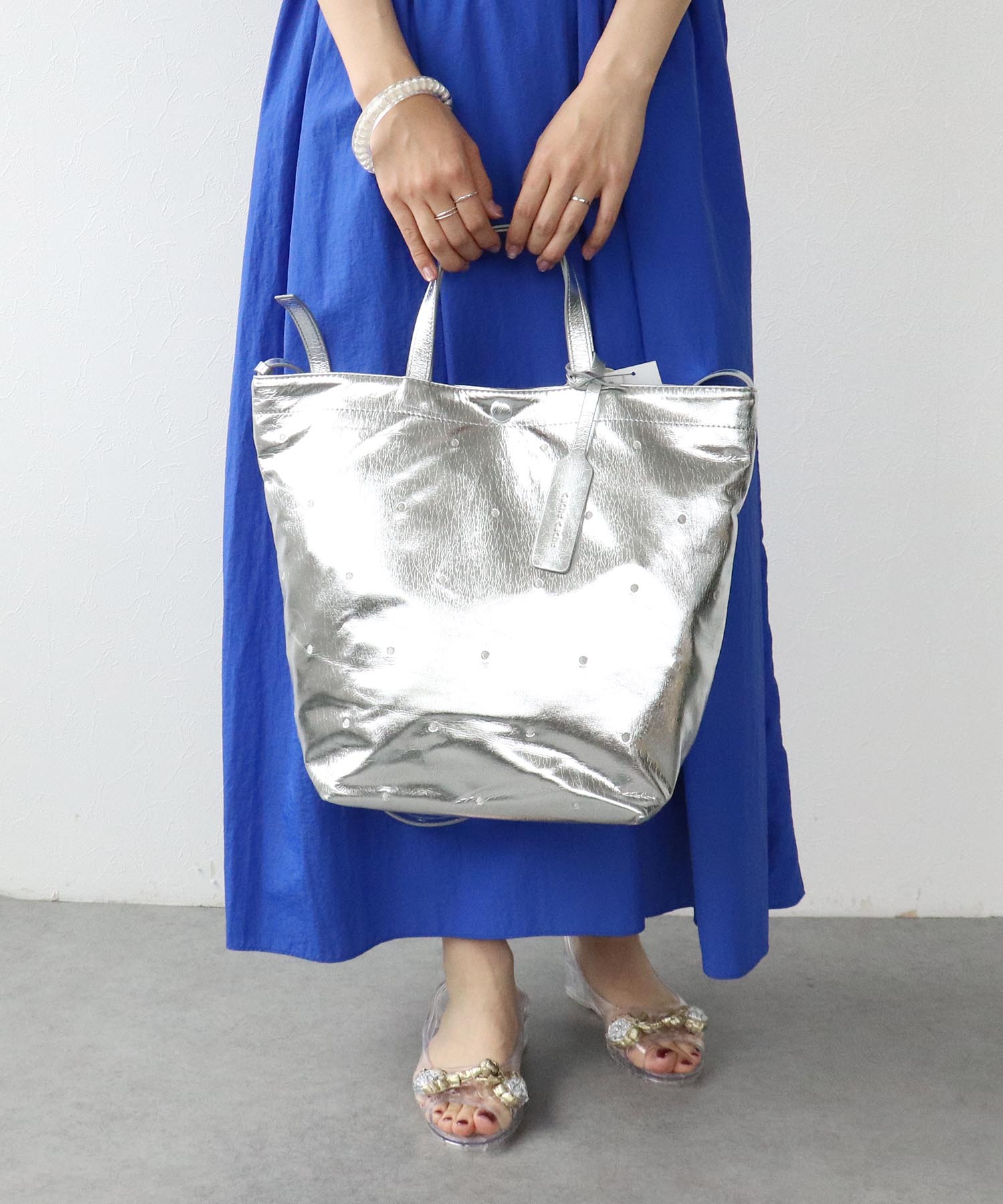 エナメルドット刺繍2wayトート