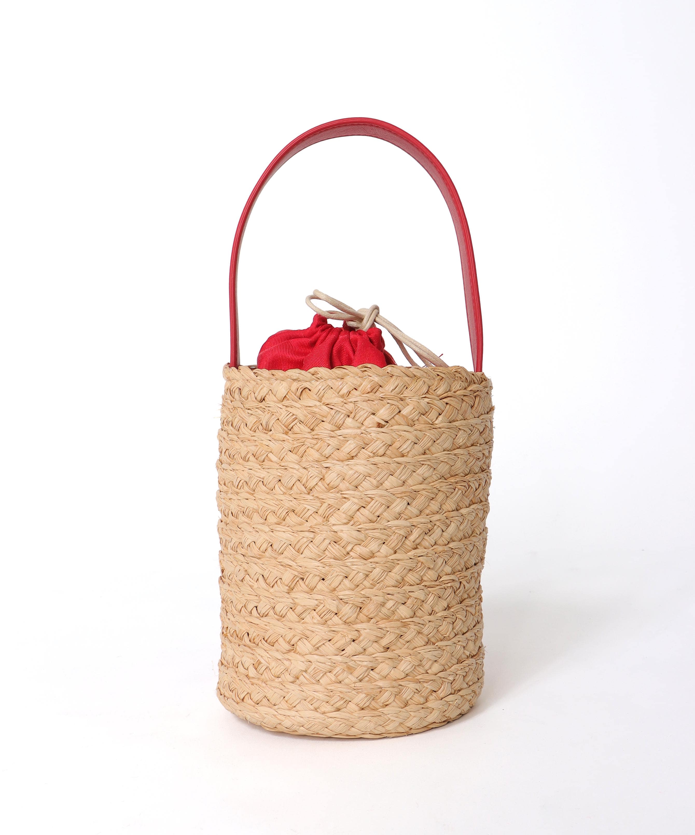 ハート付きラフィアバケットトート