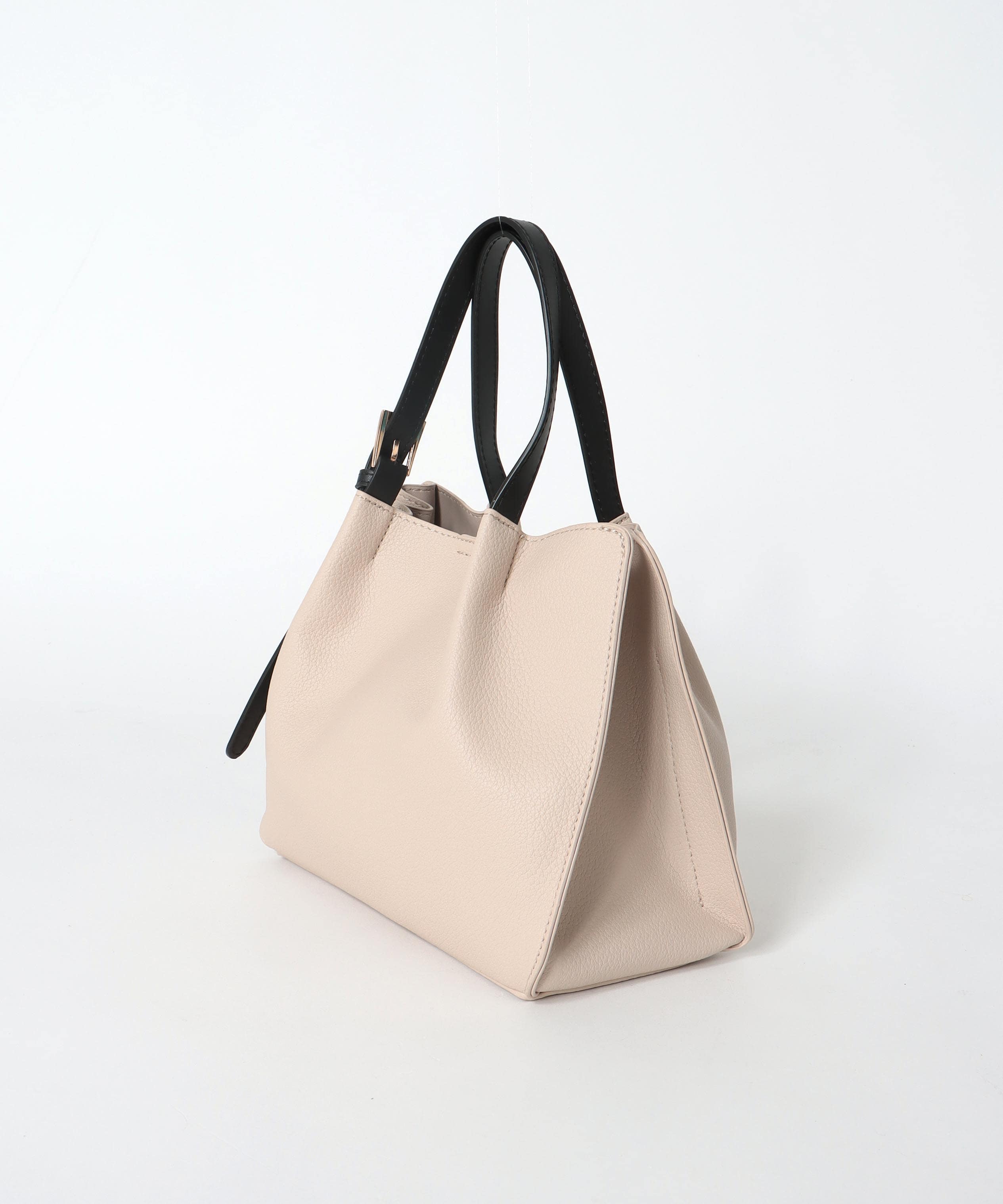 フェイクレザーショルダーバッグ付きスクエアトート