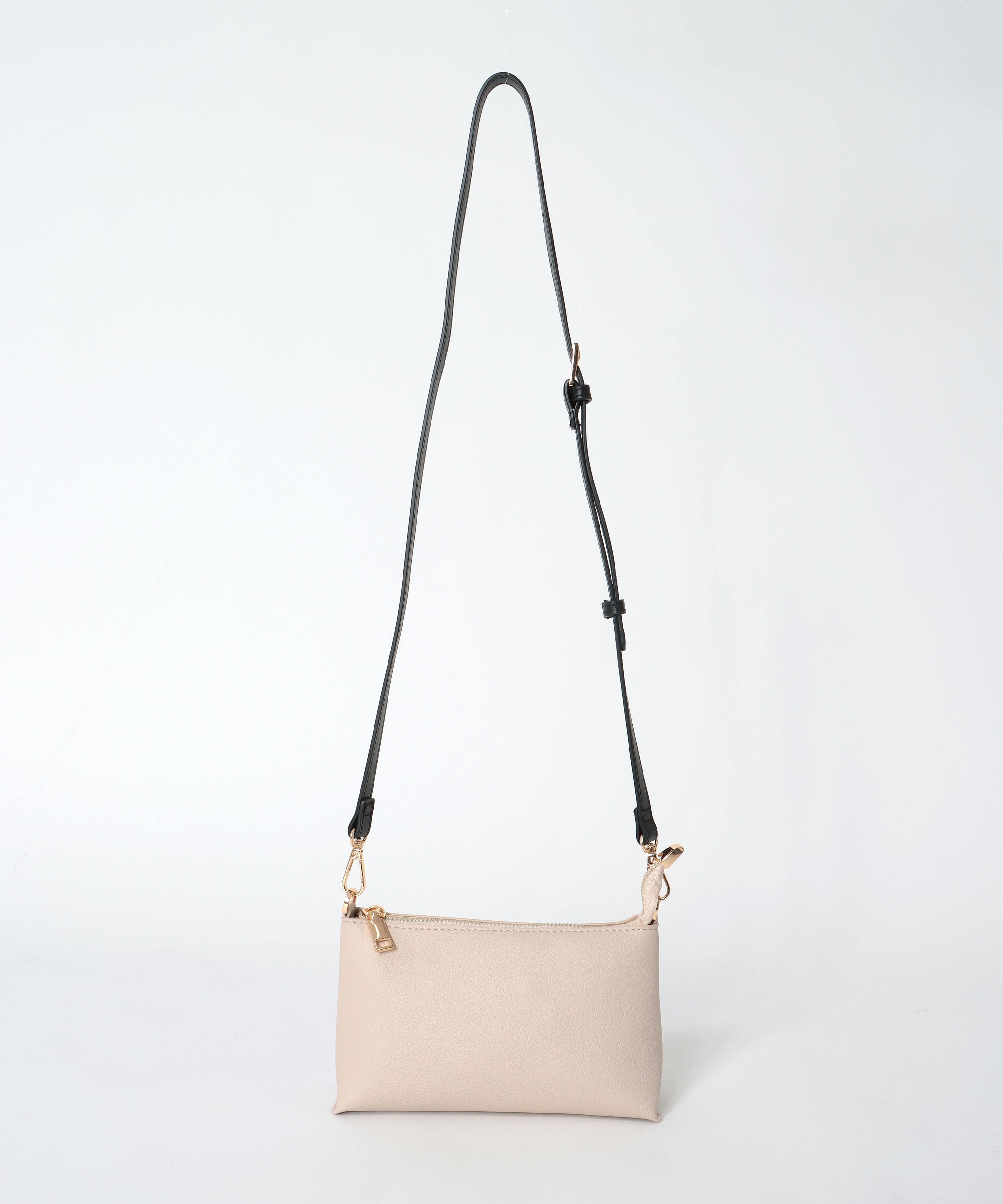 フェイクレザーショルダーバッグ付きスクエアトート