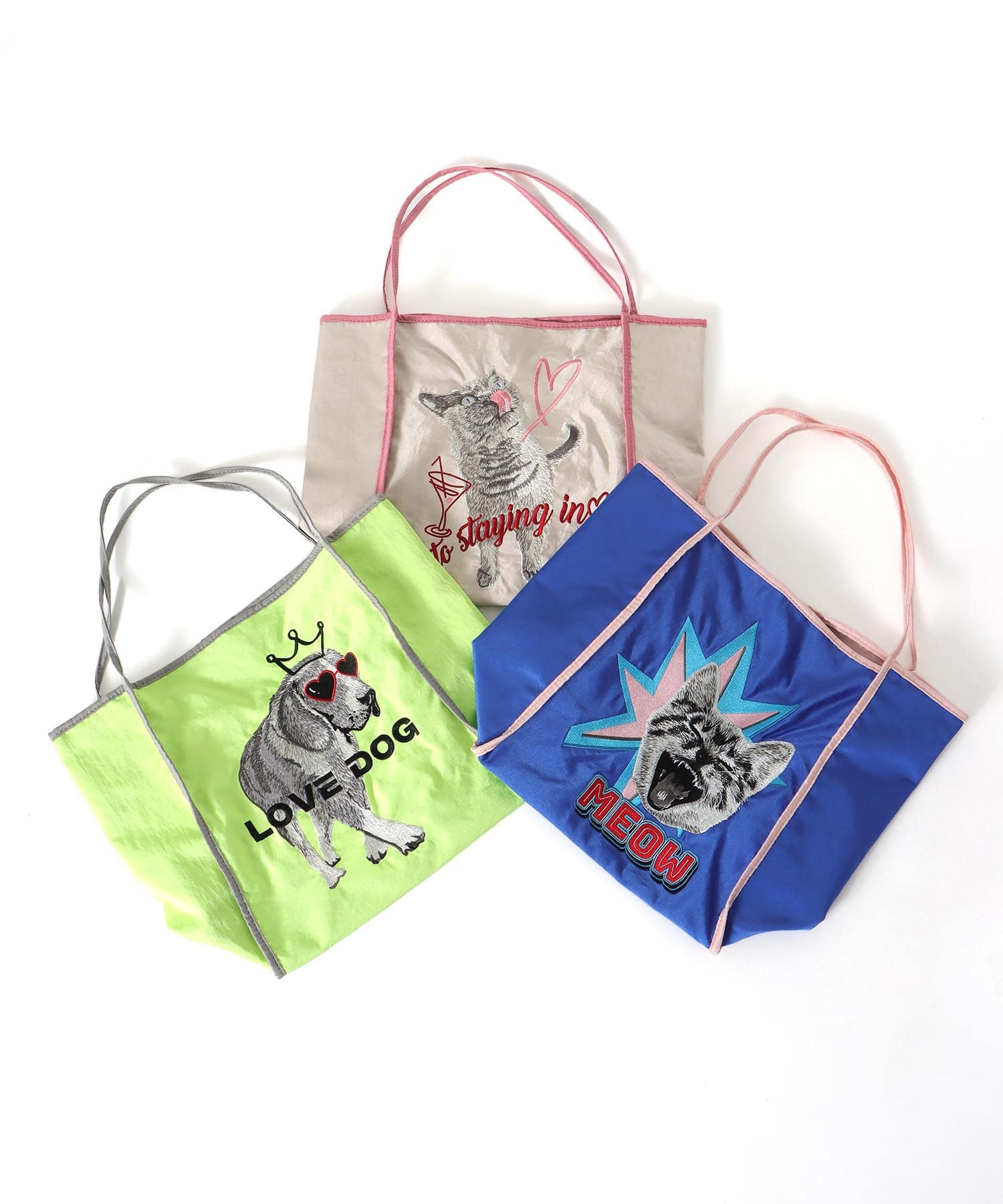 アニマル刺繍トート