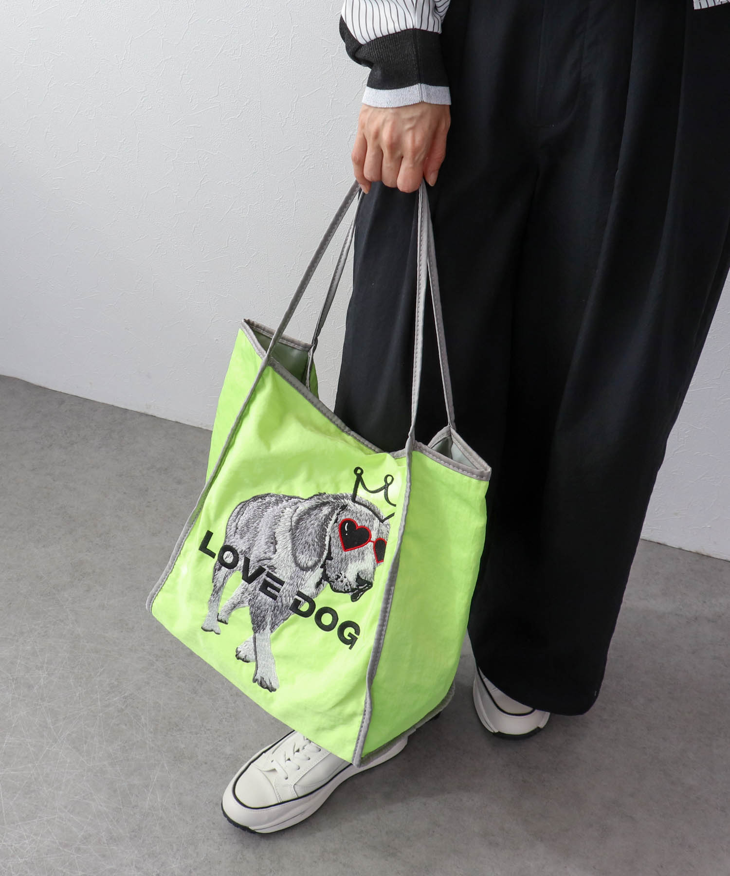 アニマル刺繍トート