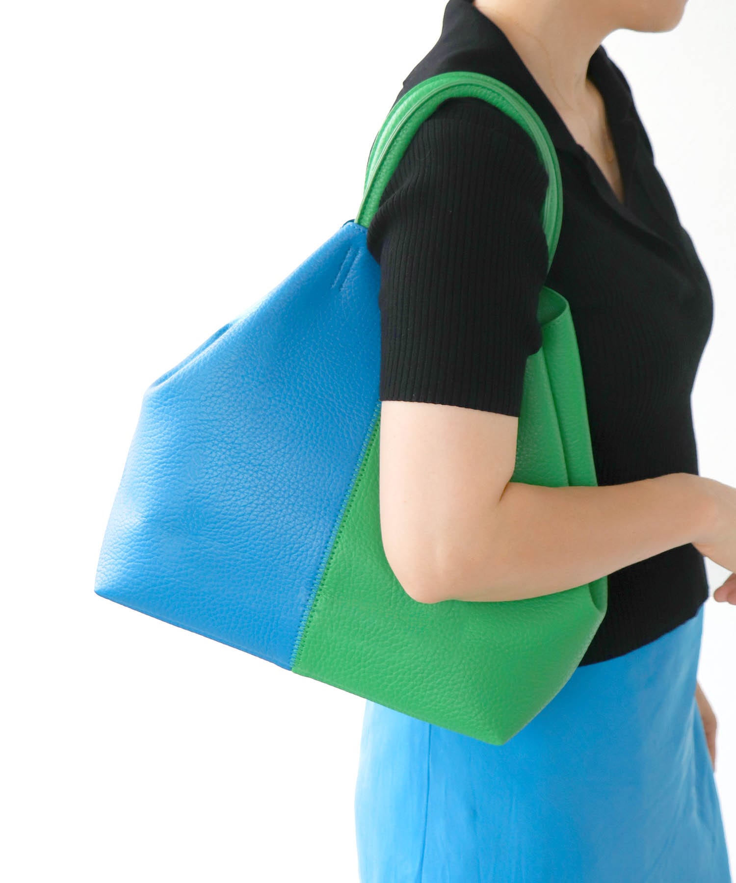 バイカラーフェイクレザートートBAG