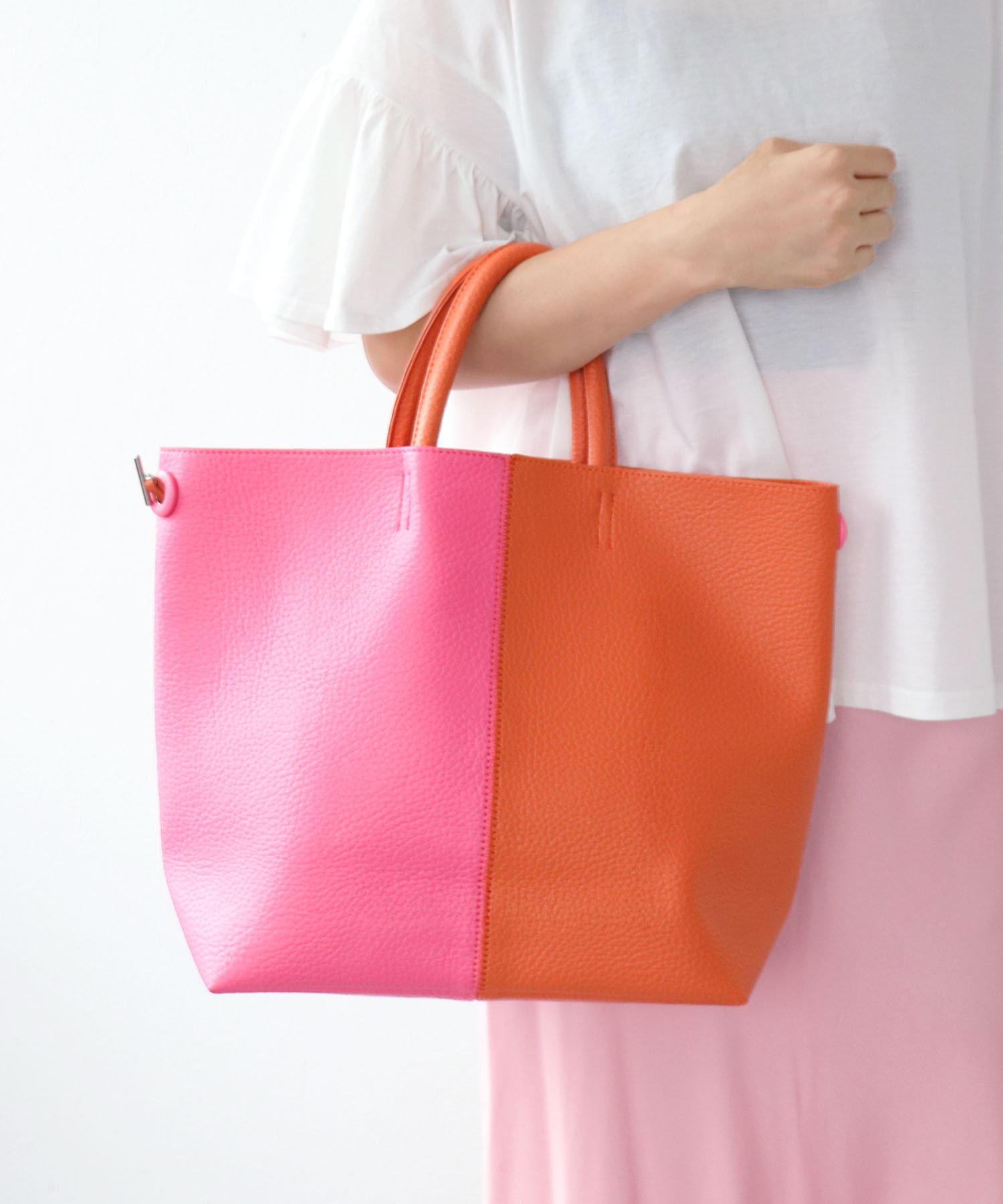 バイカラーフェイクレザートートBAG