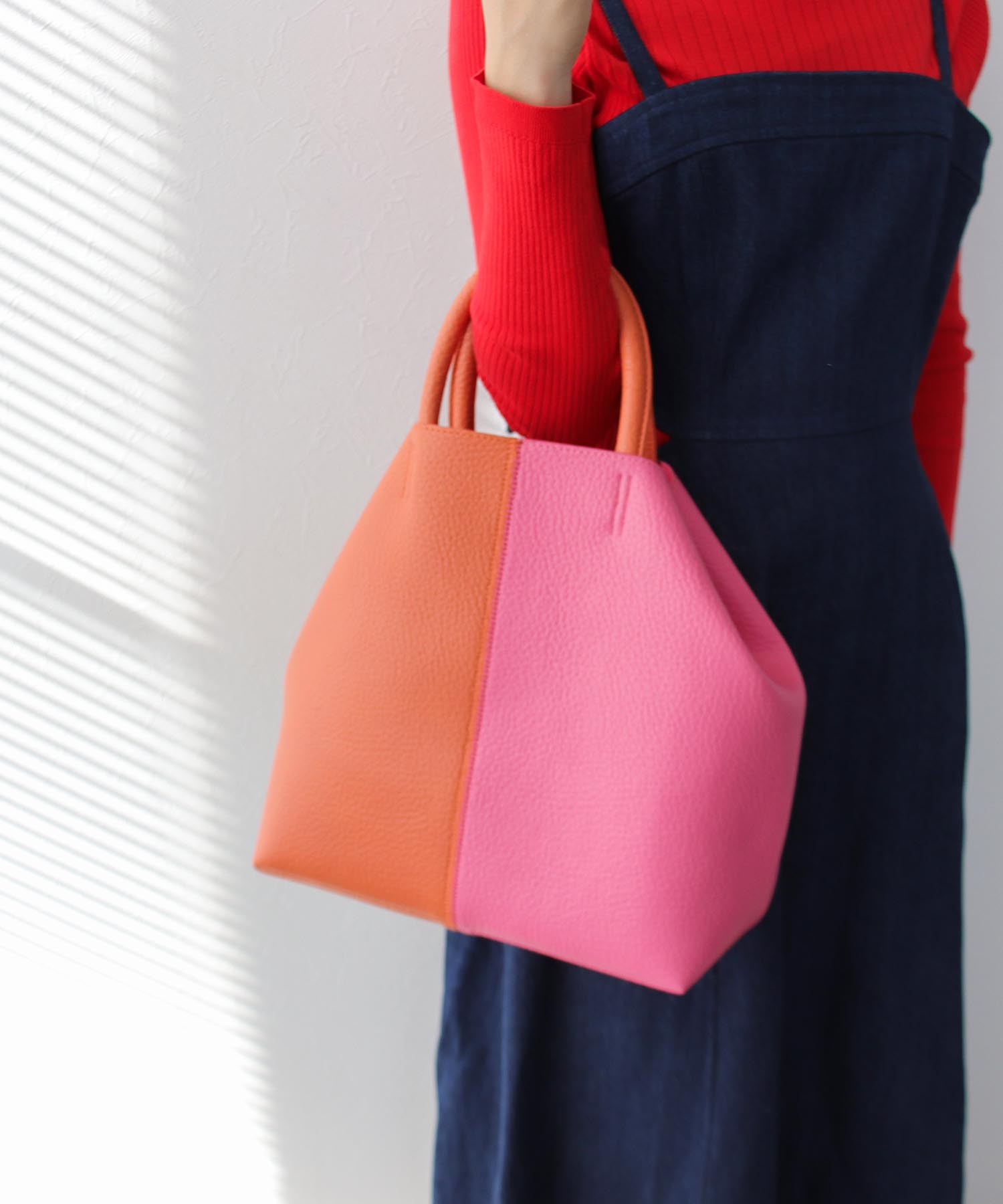 バイカラーフェイクレザートートBAG