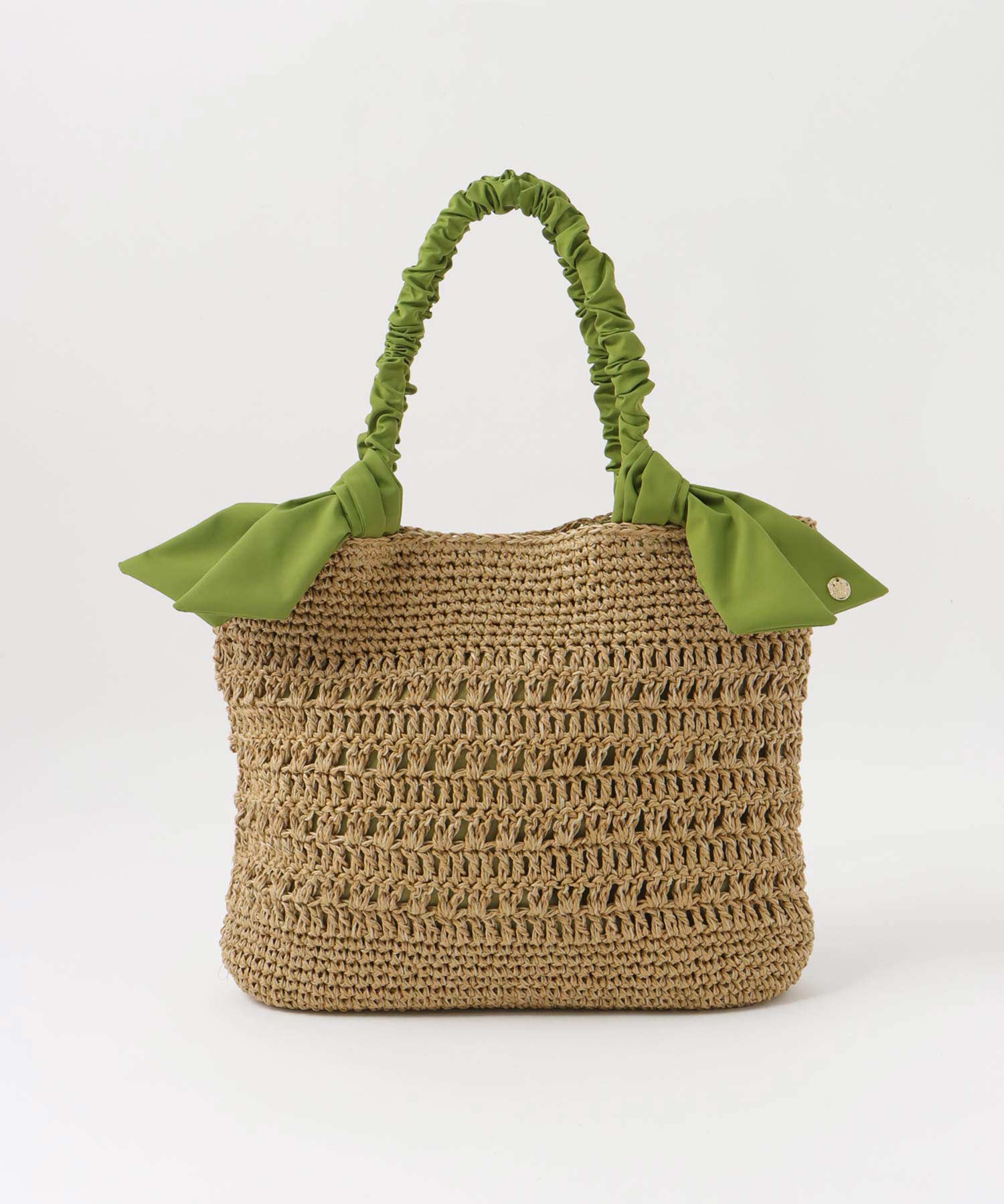 下がりリボン柄編みトート