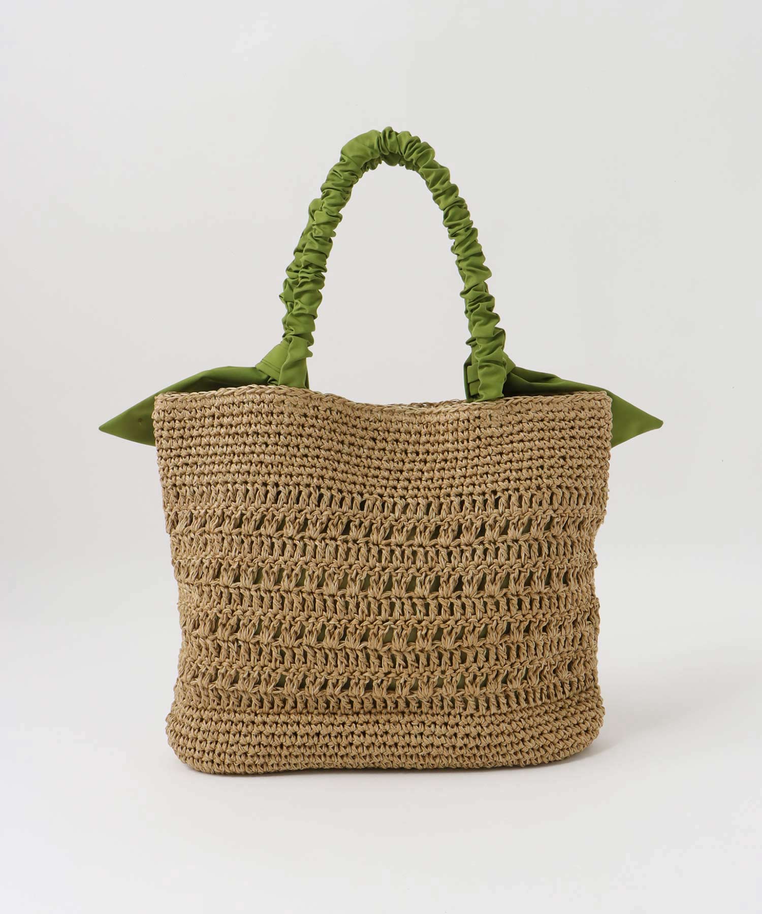 下がりリボン柄編みトート