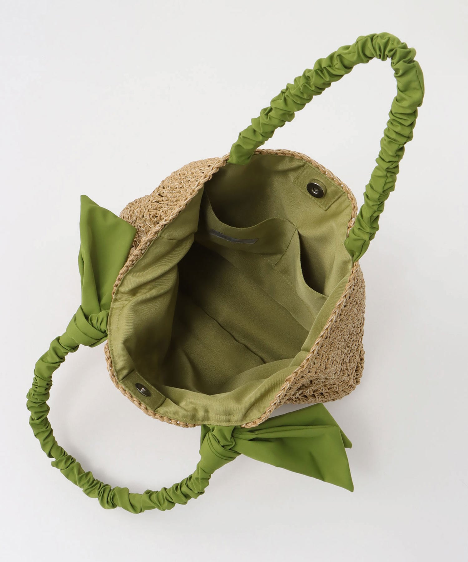 下がりリボン柄編みトート