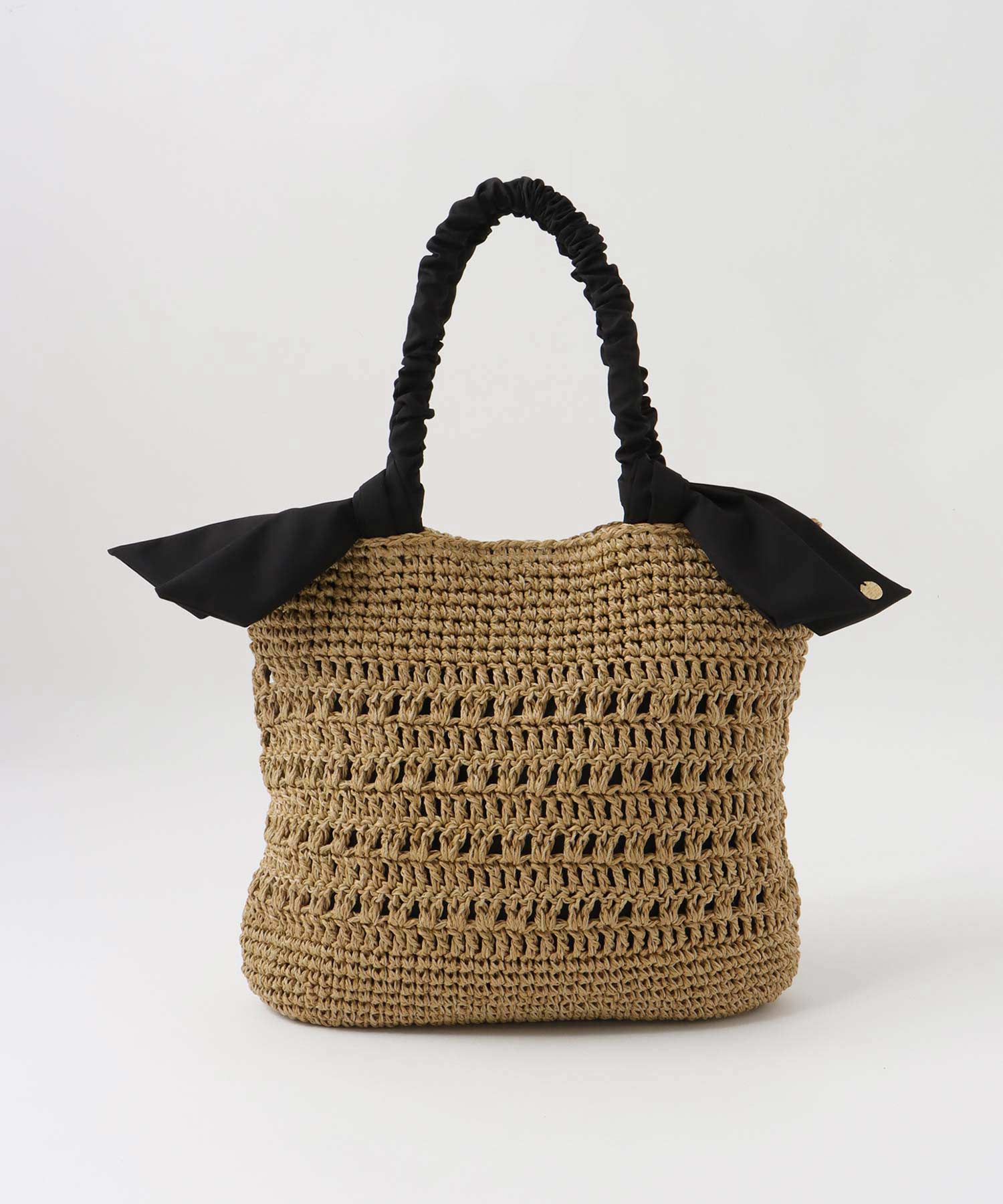 下がりリボン柄編みトート