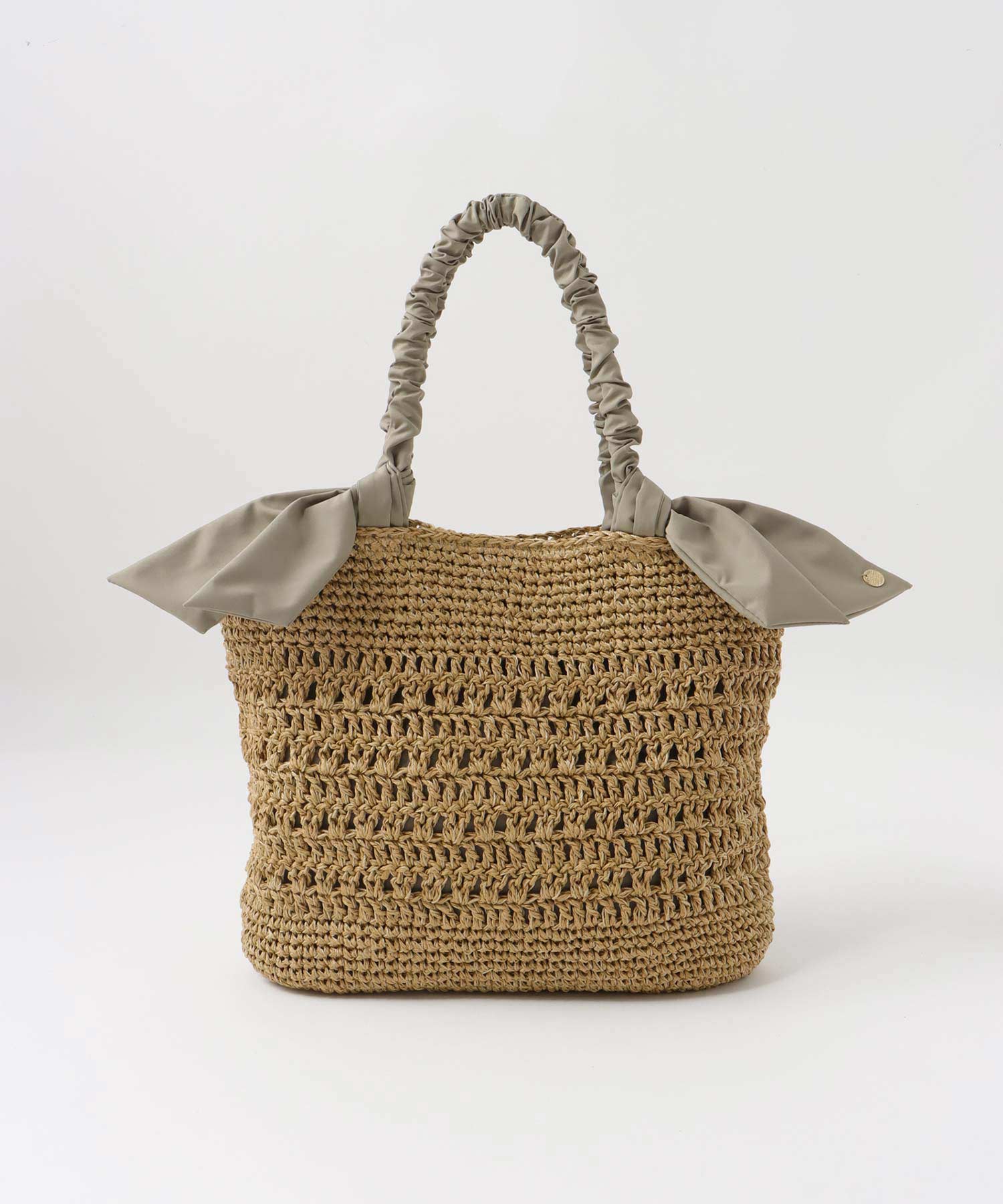 下がりリボン柄編みトート